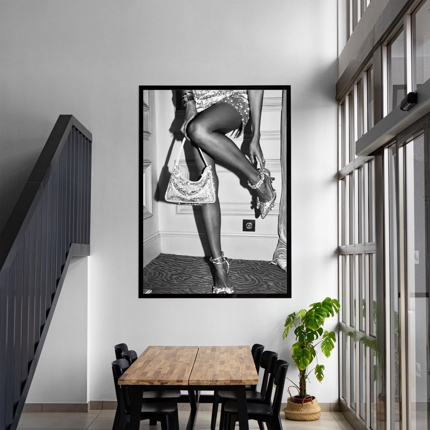 Luxury Fashion Print, Black and White Glamour