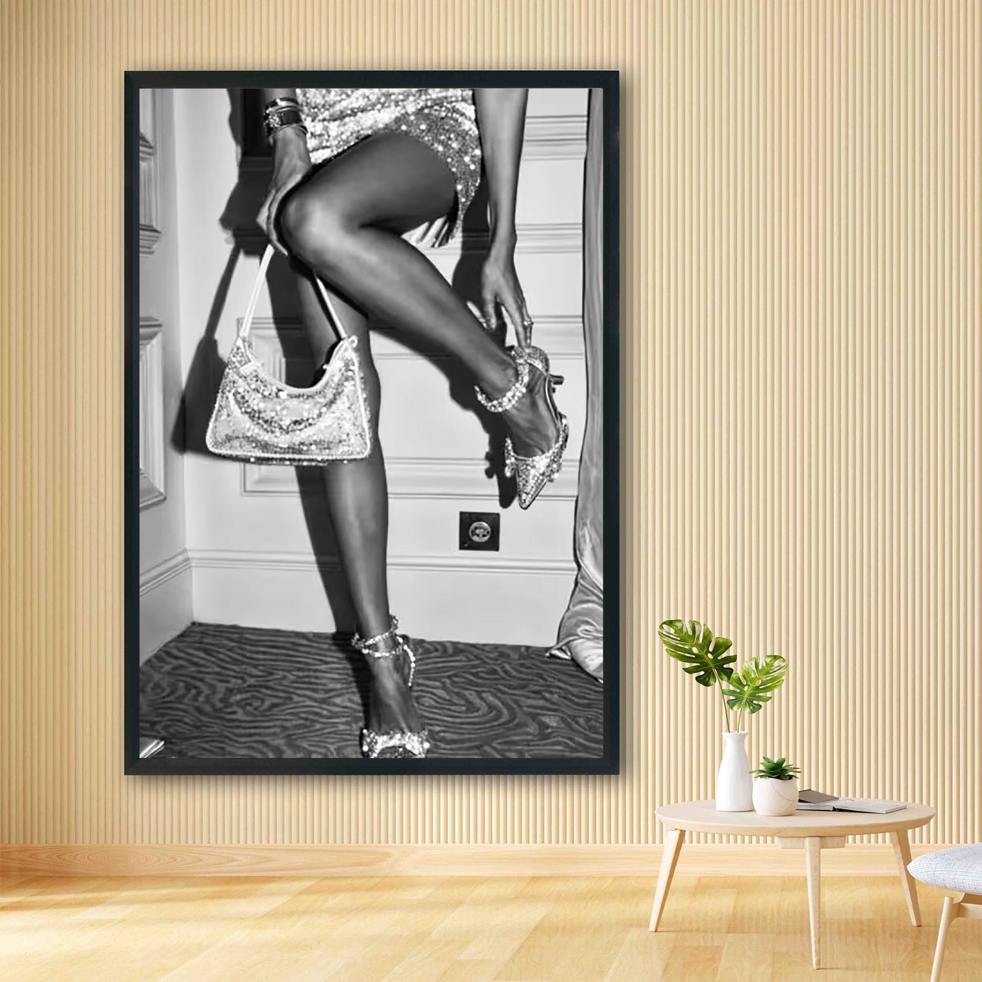 Luxury Fashion Print, Black and White Glamour