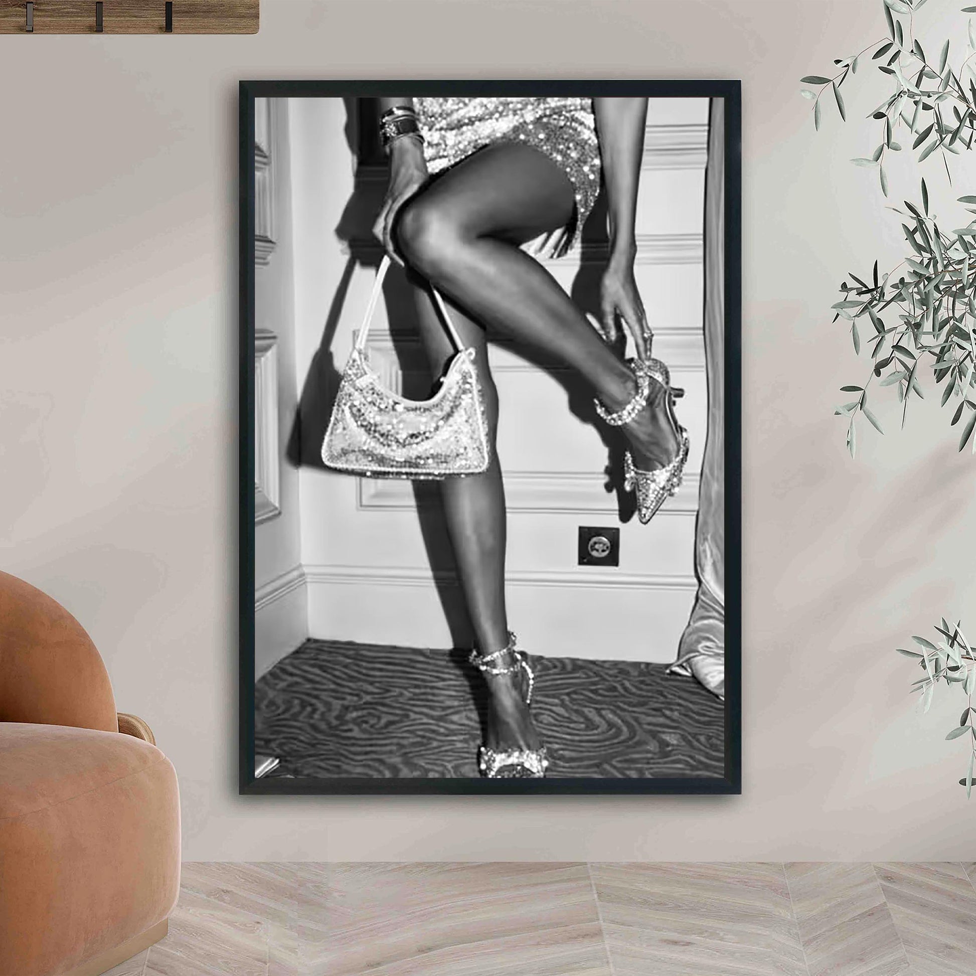 Luxury Fashion Print, Black and White Glamour