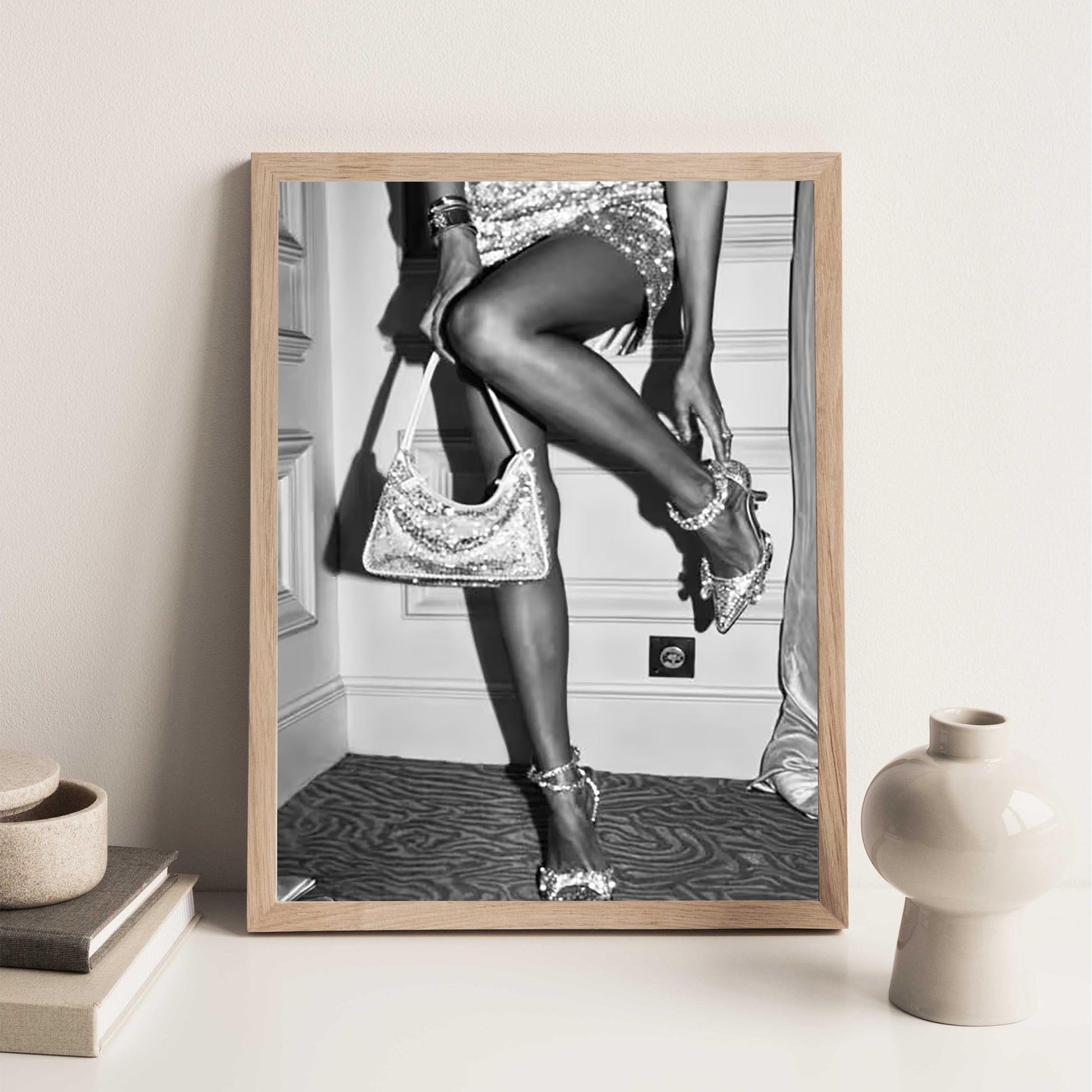 Luxury Fashion Print, Black and White Glamour