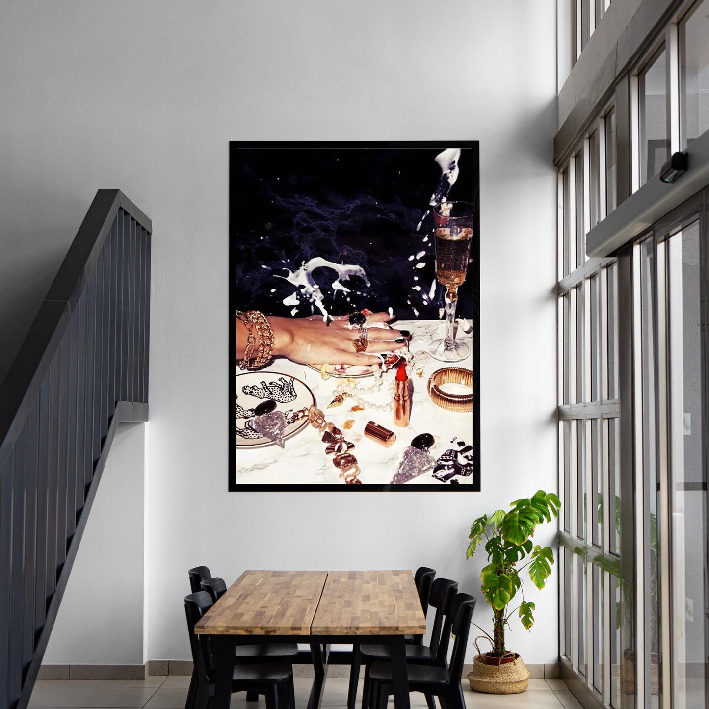 Luxury Nightlife Glam Wall Art, Champagne & Jewelry Print