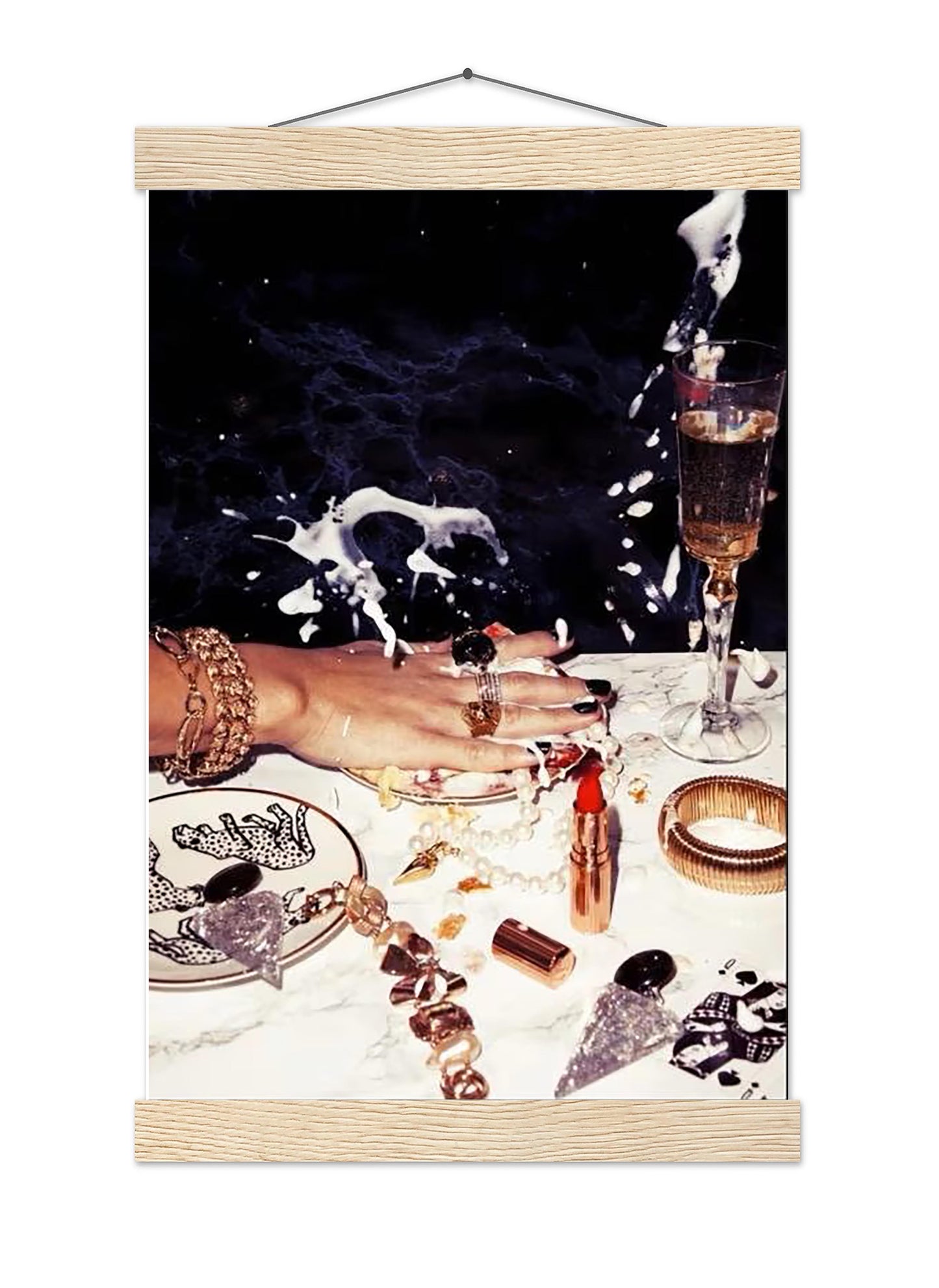 Luxury Nightlife Glam Wall Art, Champagne & Jewelry Print