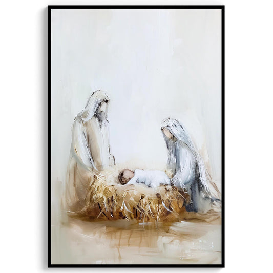 Nativity Scene Christmas Art Print Wall Art Holiday Poster Christian Christmas Decor