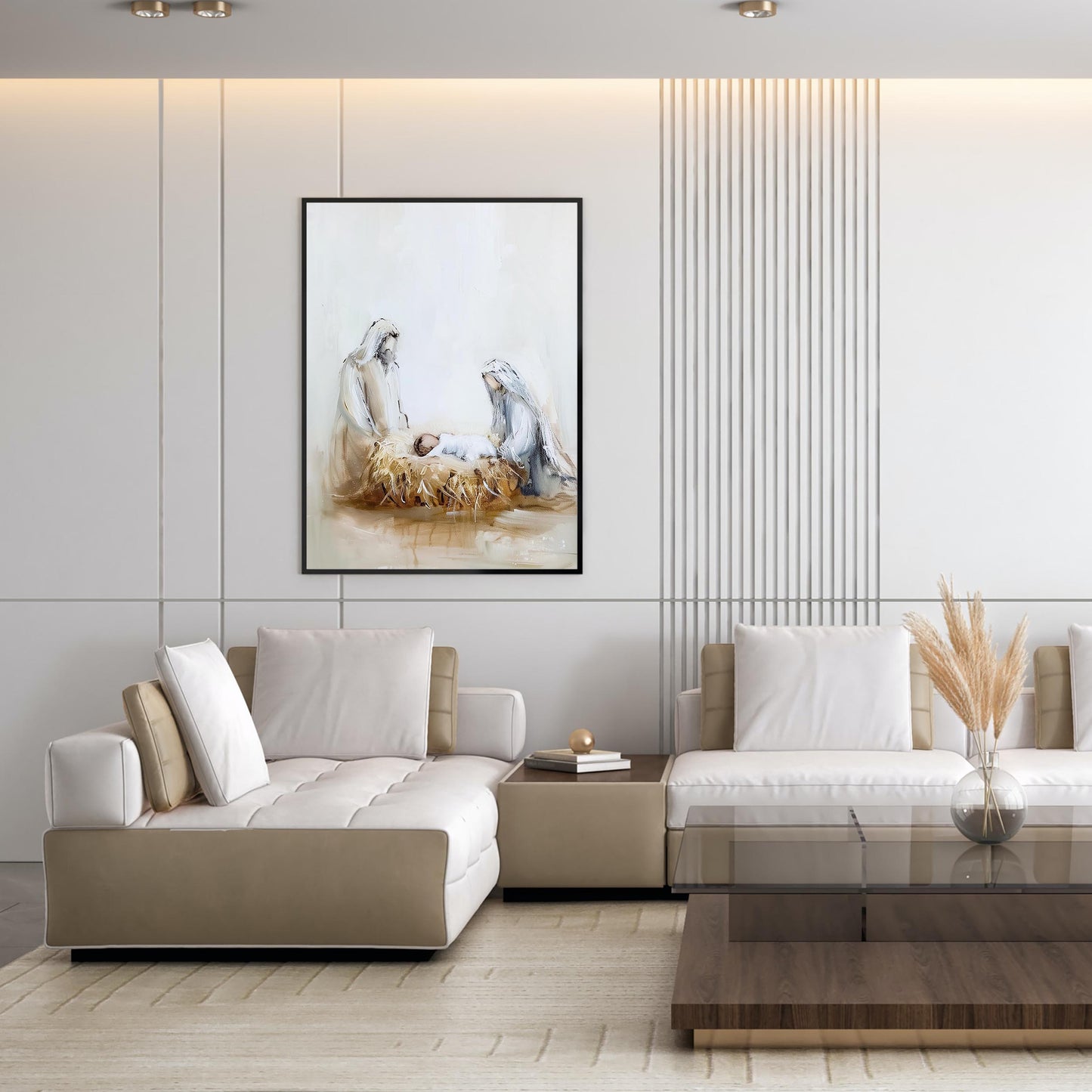 Nativity Scene Christmas Art Print Wall Art Holiday Poster Christian Christmas Decor