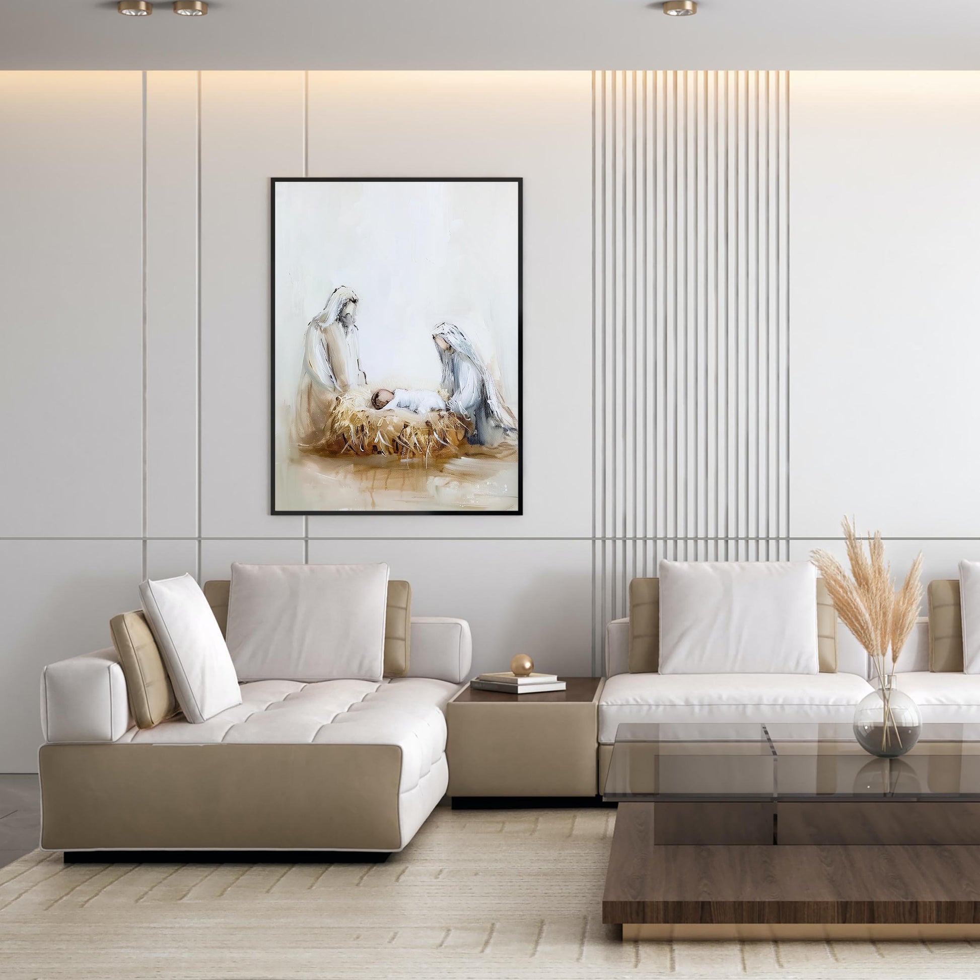 Nativity Scene Christmas Art Print Wall Art Holiday Poster Christian Christmas Decor