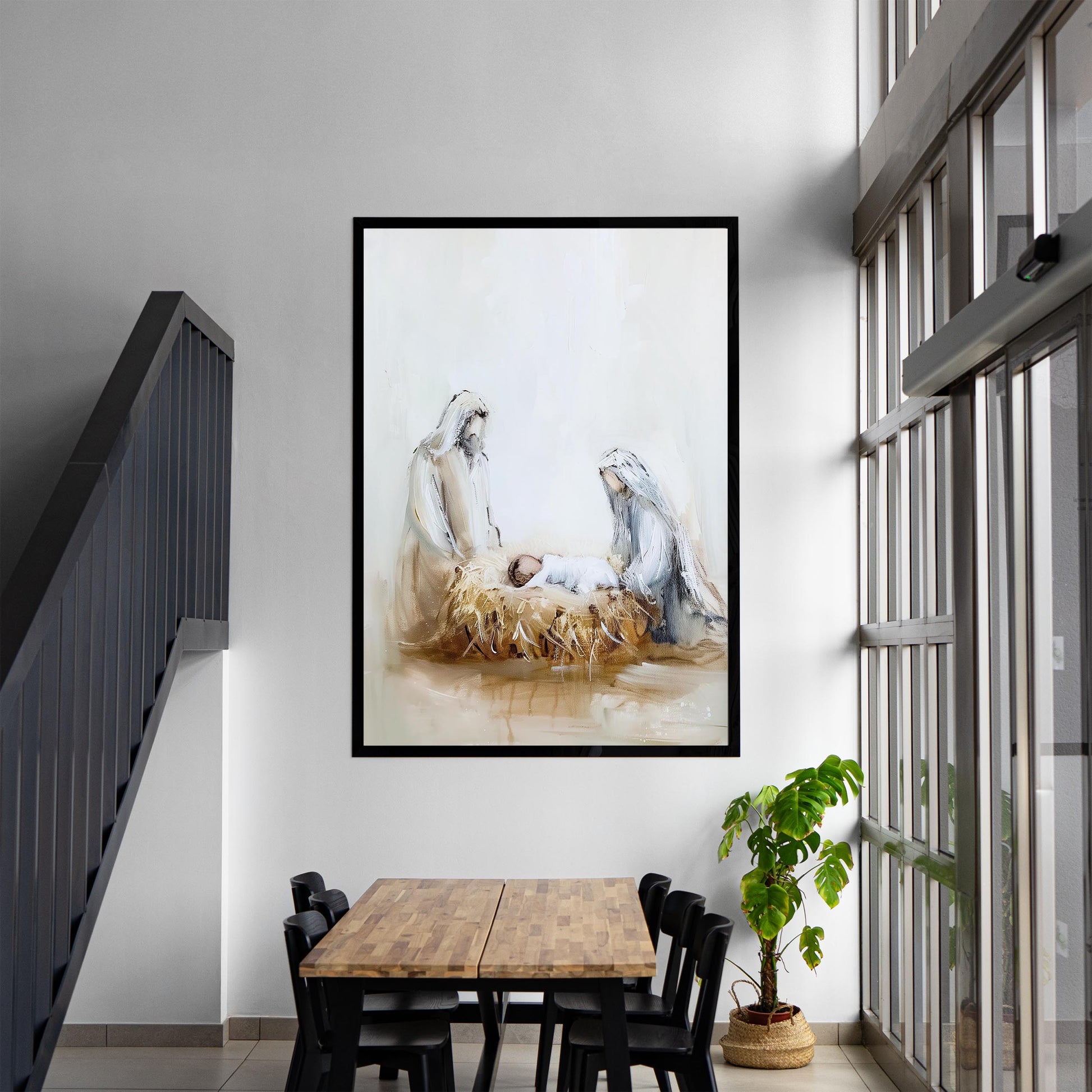 Nativity Scene Christmas Art Print Wall Art Holiday Poster Christian Christmas Decor