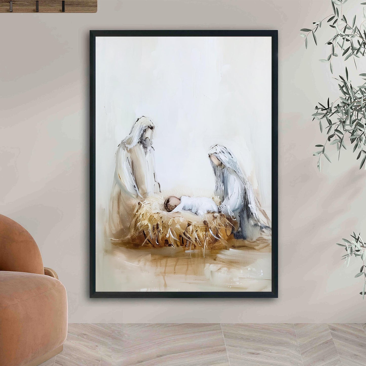 Nativity Scene Christmas Art Print Wall Art Holiday Poster Christian Christmas Decor