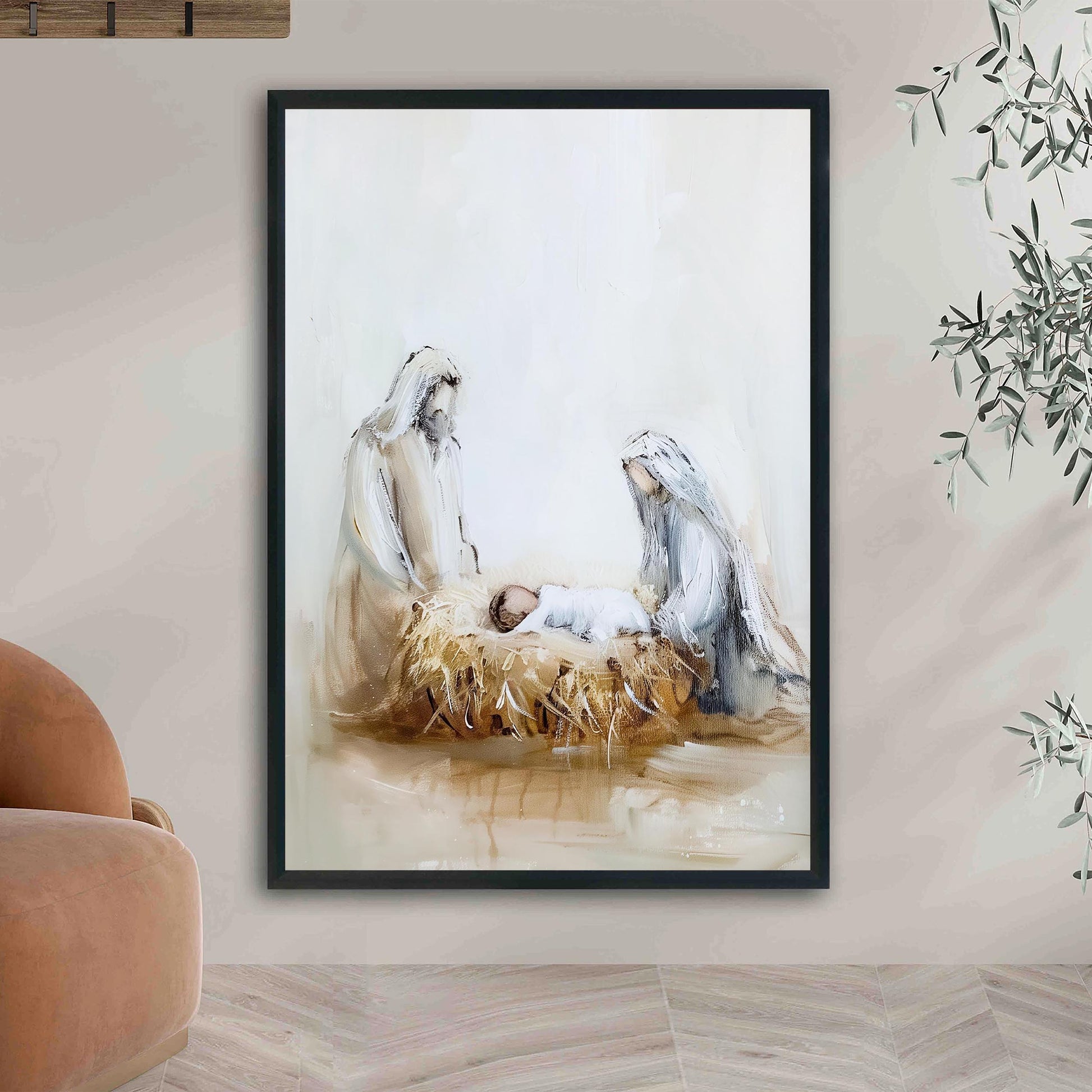 Nativity Scene Christmas Art Print Wall Art Holiday Poster Christian Christmas Decor