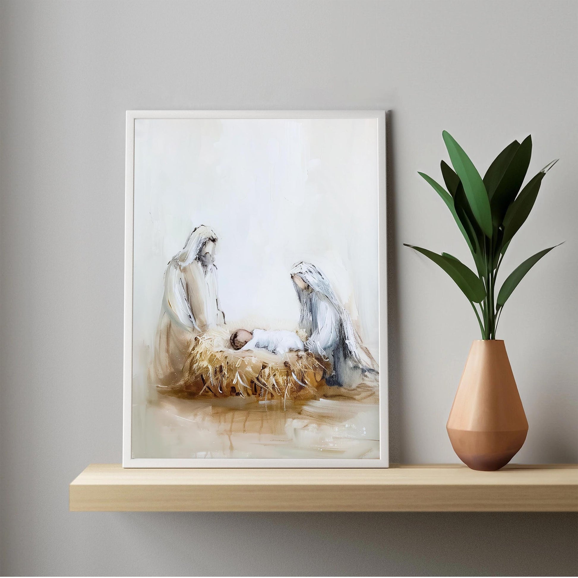 Nativity Scene Christmas Art Print Wall Art Holiday Poster Christian Christmas Decor