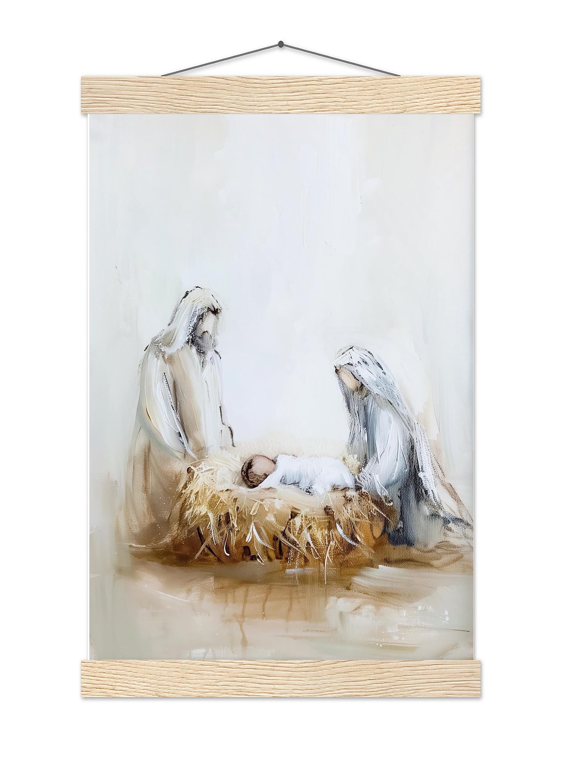 Nativity Scene Christmas Art Print Wall Art Holiday Poster Christian Christmas Decor