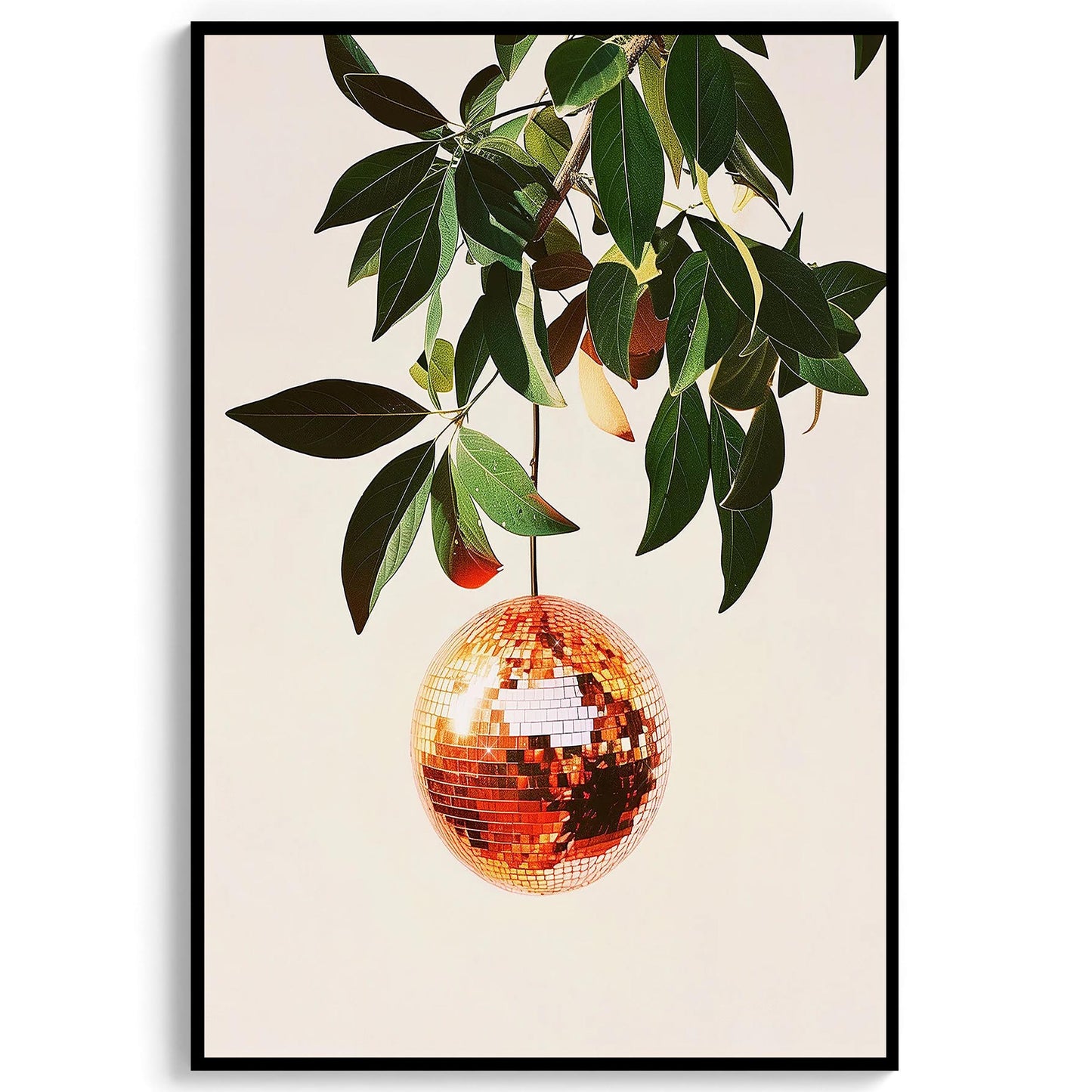 Orange Disco Ball Art Print, Trendy Kitchen Decor