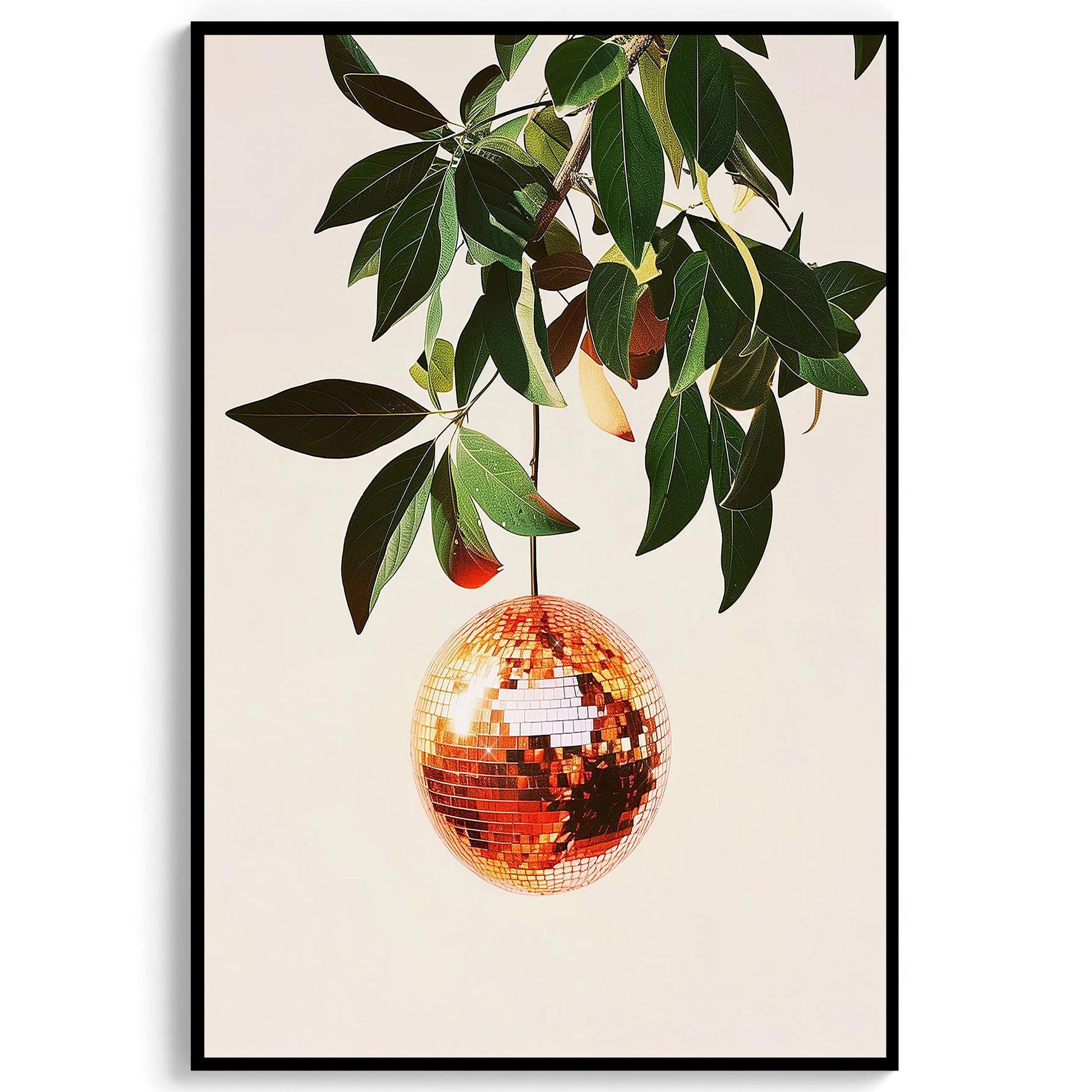 Orange Disco Ball Art Print, Trendy Kitchen Decor
