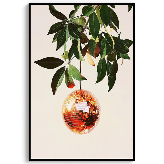 Orange Disco Ball Art Print, Trendy Kitchen Decor