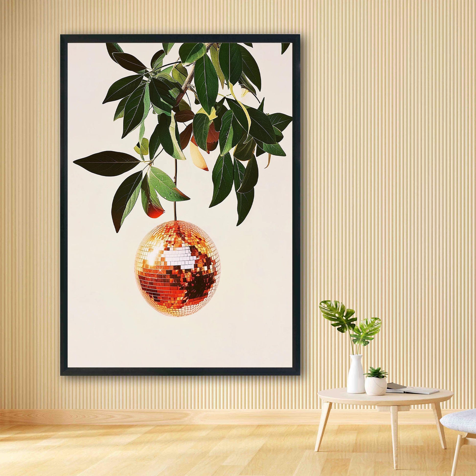 Orange Disco Ball Art Print, Trendy Kitchen Decor