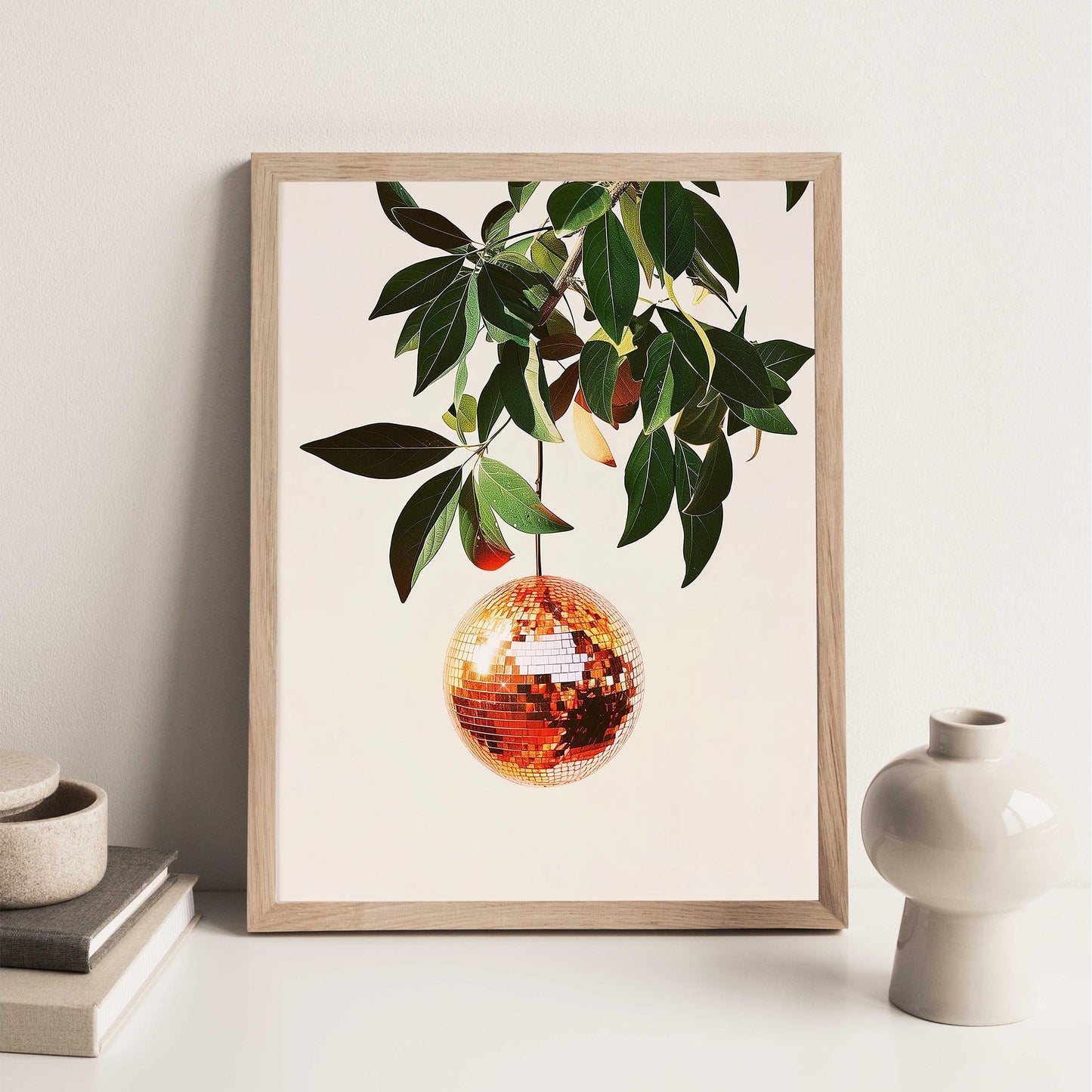 Orange Disco Ball Art Print, Trendy Kitchen Decor