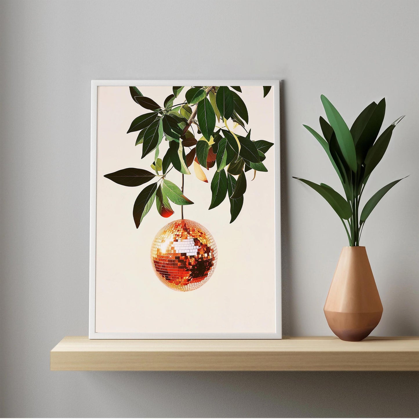 Orange Disco Ball Art Print, Trendy Kitchen Decor