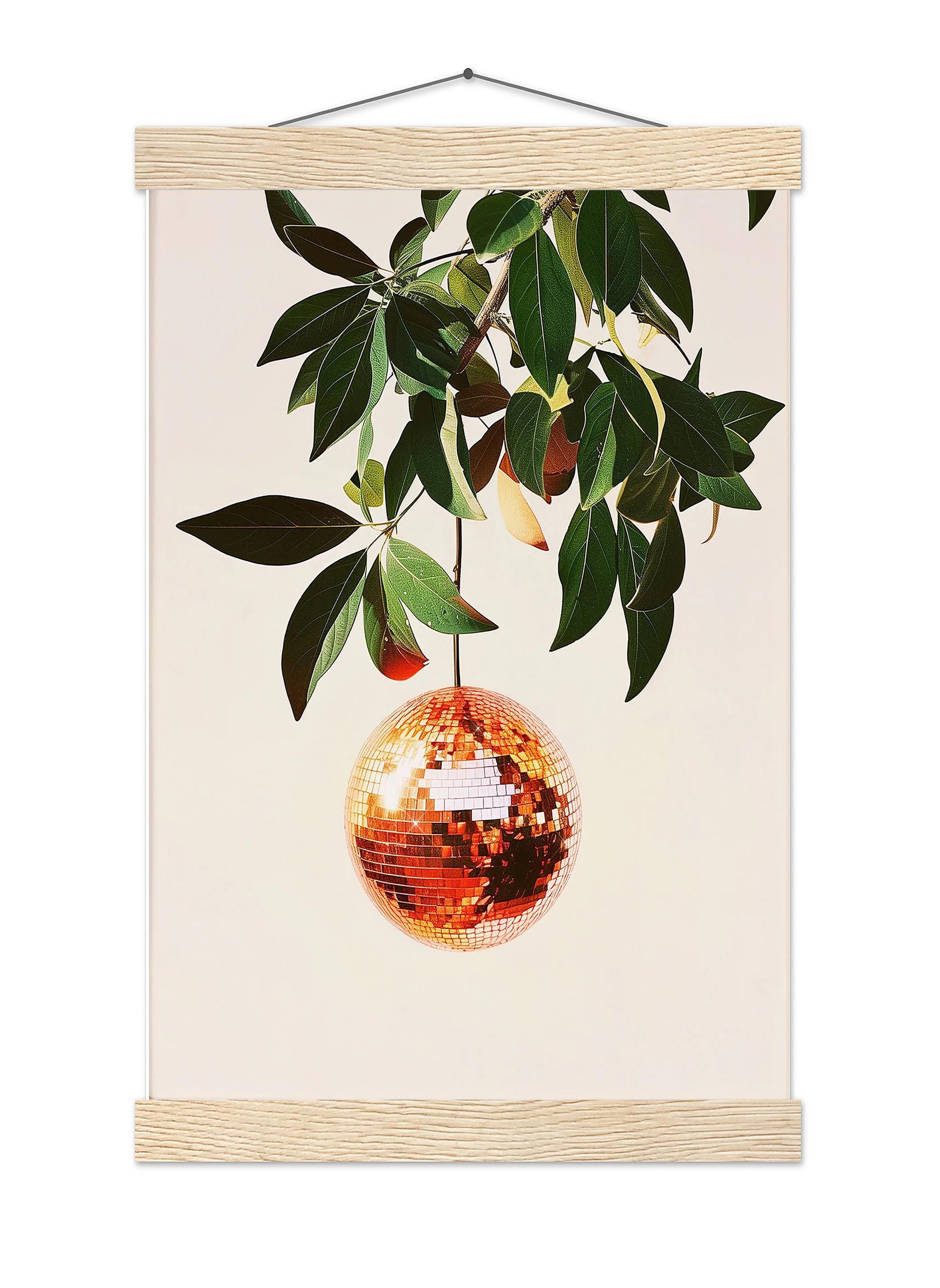 Orange Disco Ball Art Print, Trendy Kitchen Decor