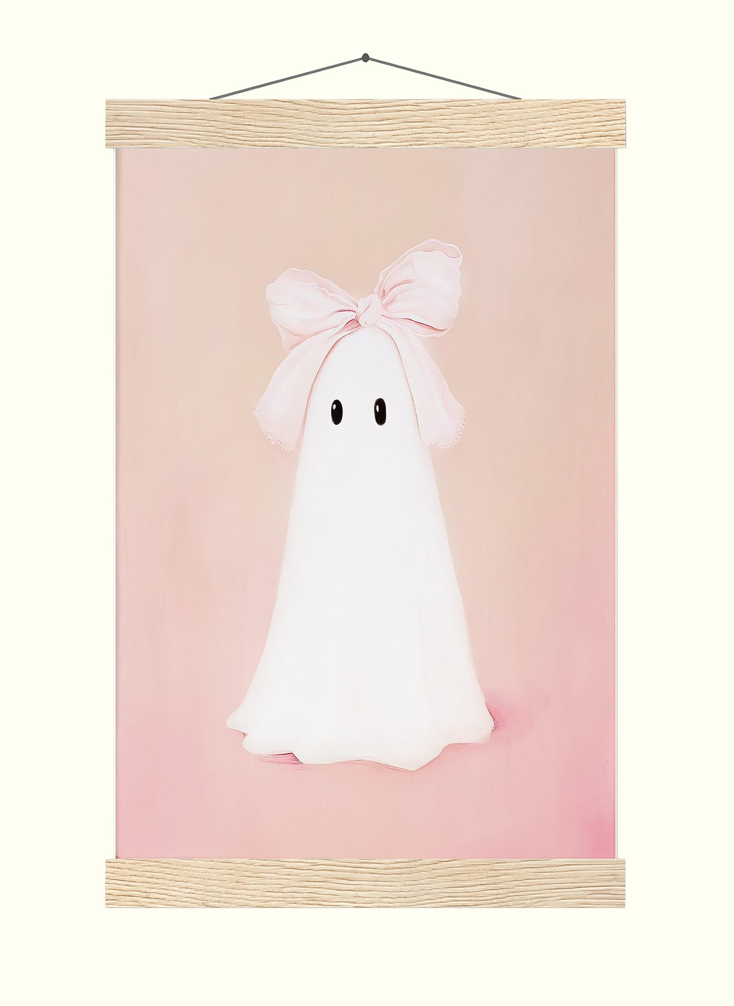 Pink Bow Ghost Art Print Wall Art Halloween Decor Preppy Trendy Coquette Aesthetic Spooky Ghost Painting Dig