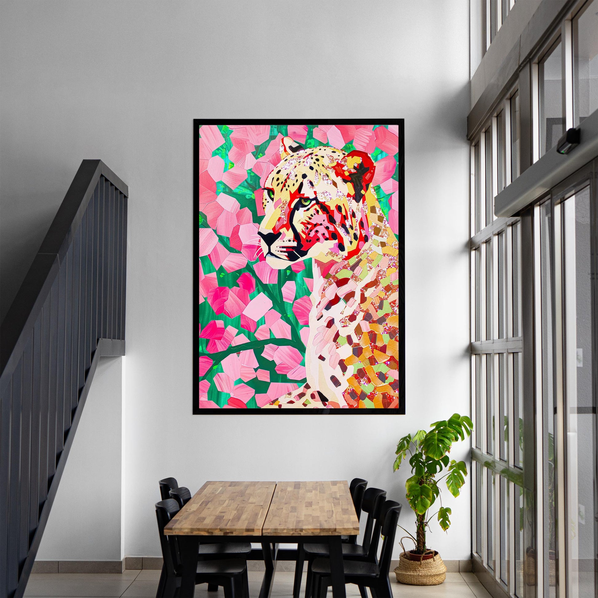 Pink Cheetah Art Print, Preppy Maximalist Decor