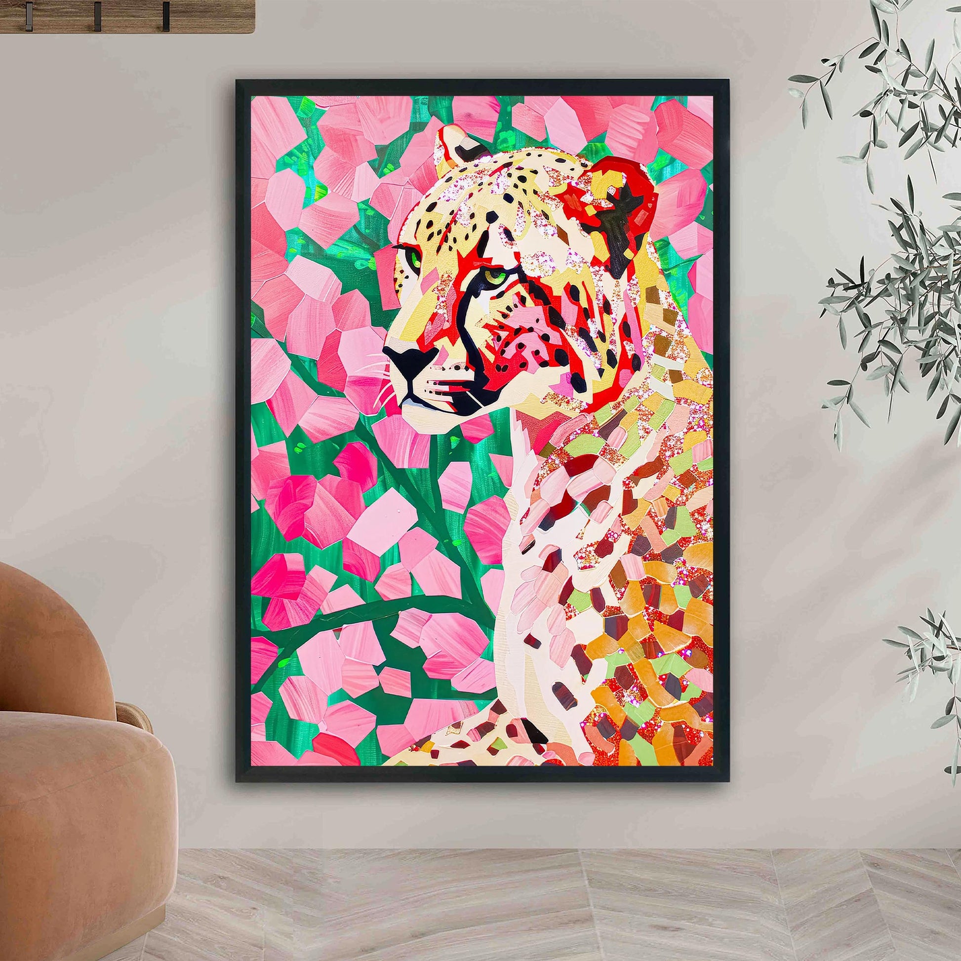 Pink Cheetah Art Print, Preppy Maximalist Decor