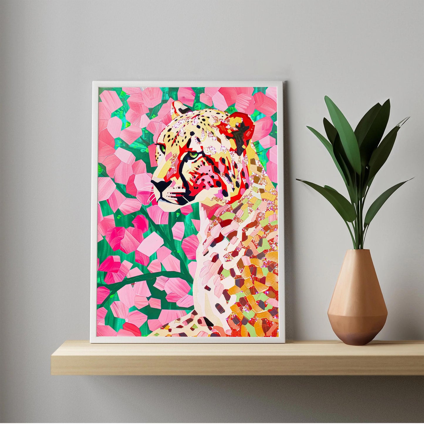 Pink Cheetah Art Print, Preppy Maximalist Decor