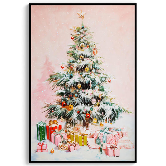Pink Christmas Decor Wall Art Art Print Christmas Tree Holiday Poster Trendy Christmas Decor Digital Download