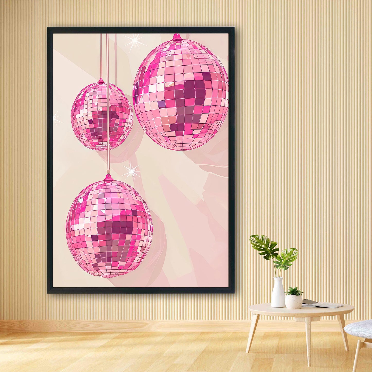 Pink Disco Balls Art Print Retro Glam Decor