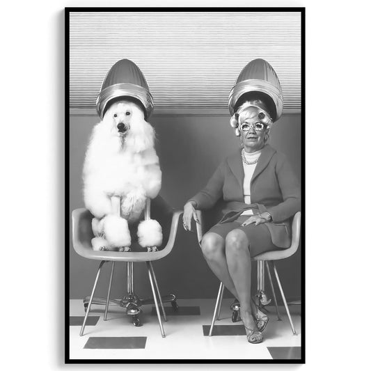 Poodle Hair Salon Print Funny Vintage Dog Wall Art