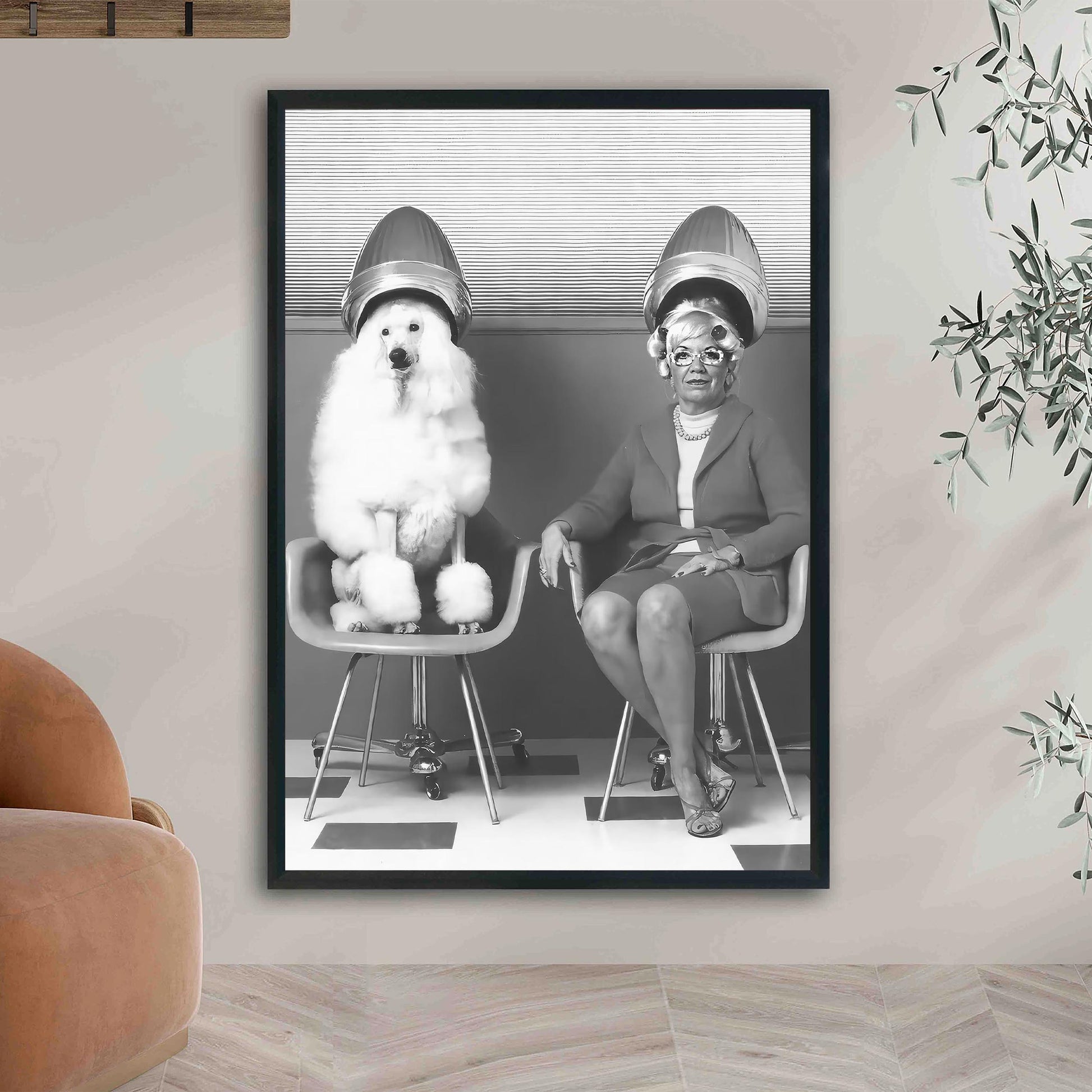 Poodle Hair Salon Print Funny Vintage Dog Wall Art