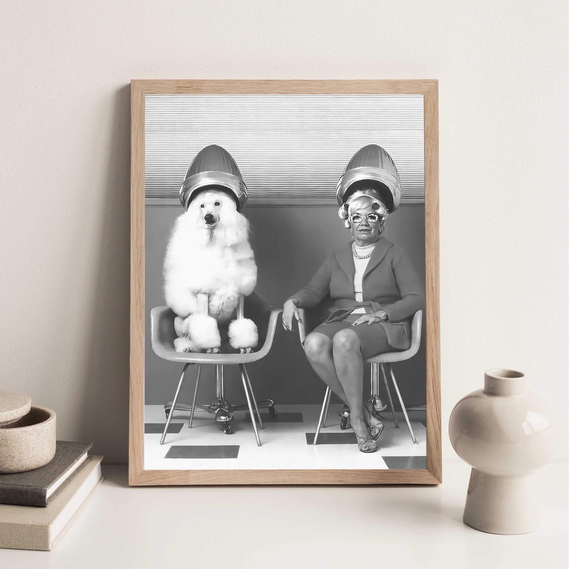 Poodle Hair Salon Print Funny Vintage Dog Wall Art