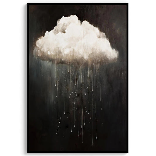 Rain Cloud Oil Painting, Vintage Dark Academia Wall Art