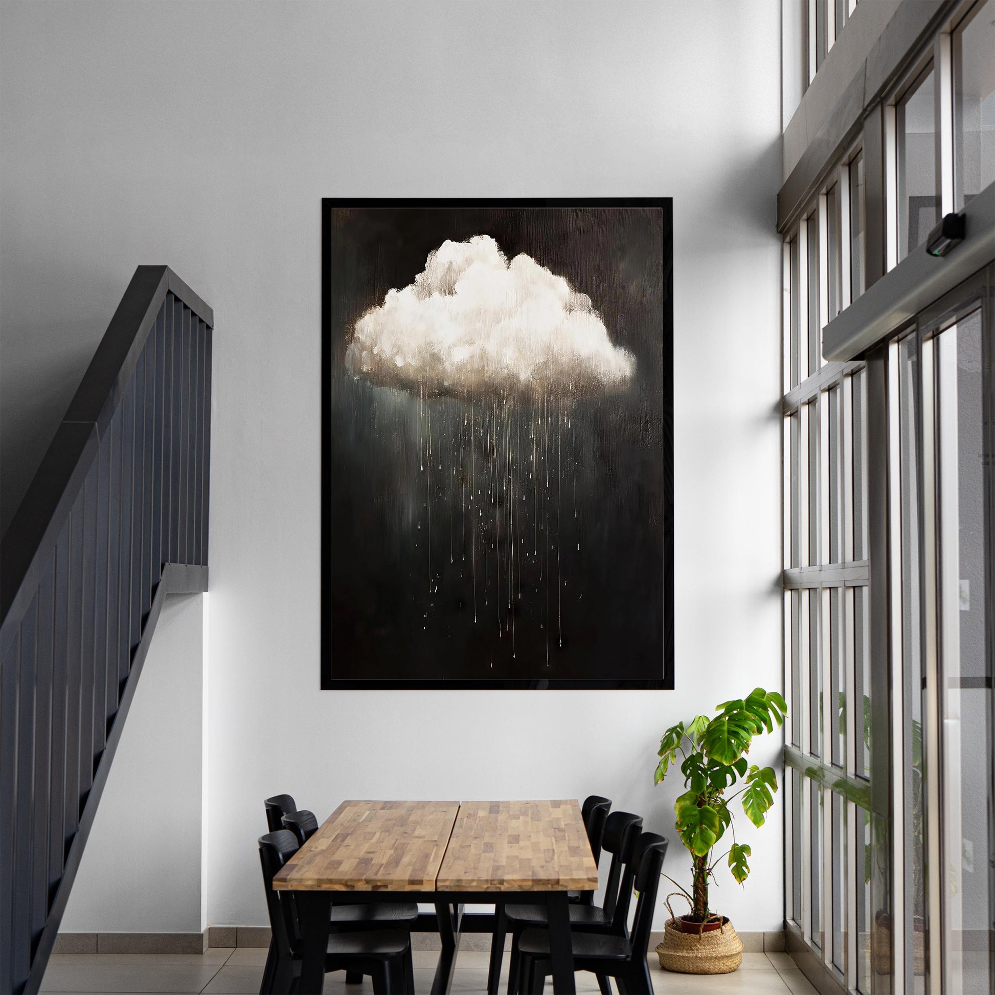Rain Cloud Oil Painting, Vintage Dark Academia Wall Art