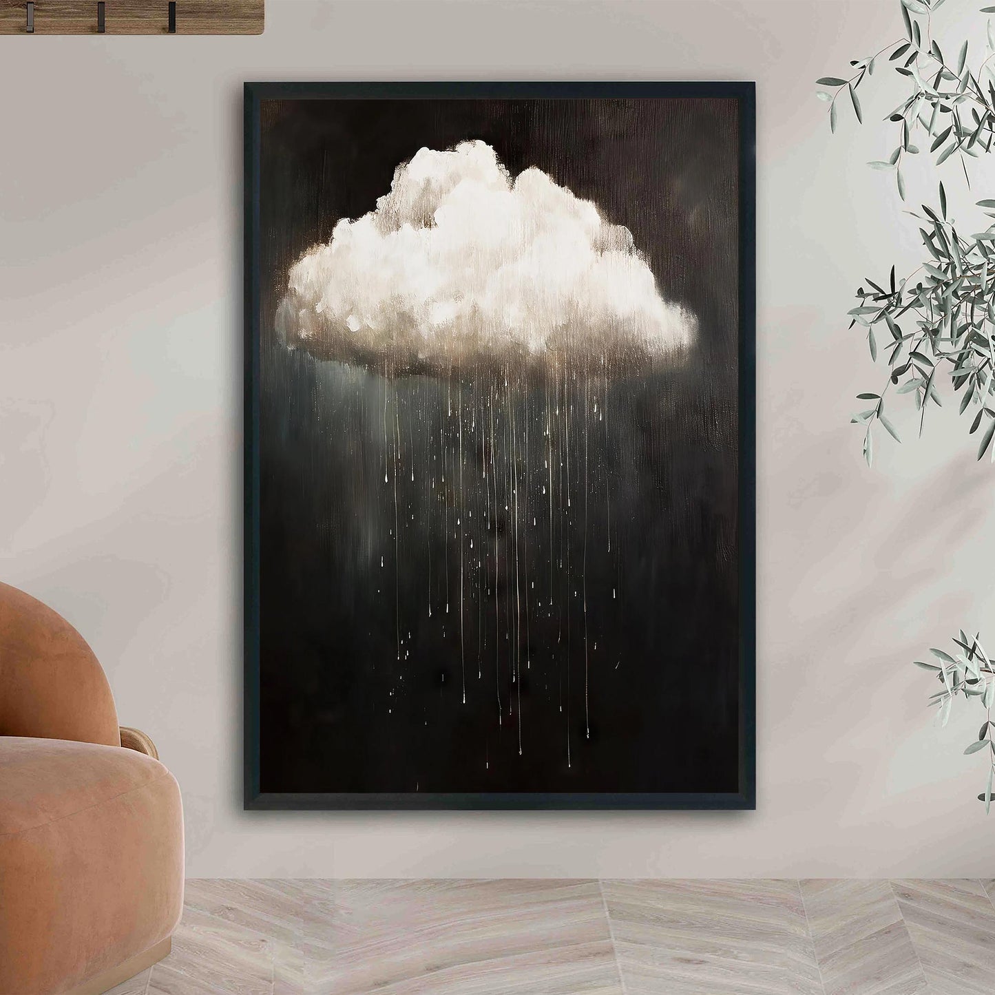 Rain Cloud Oil Painting, Vintage Dark Academia Wall Art