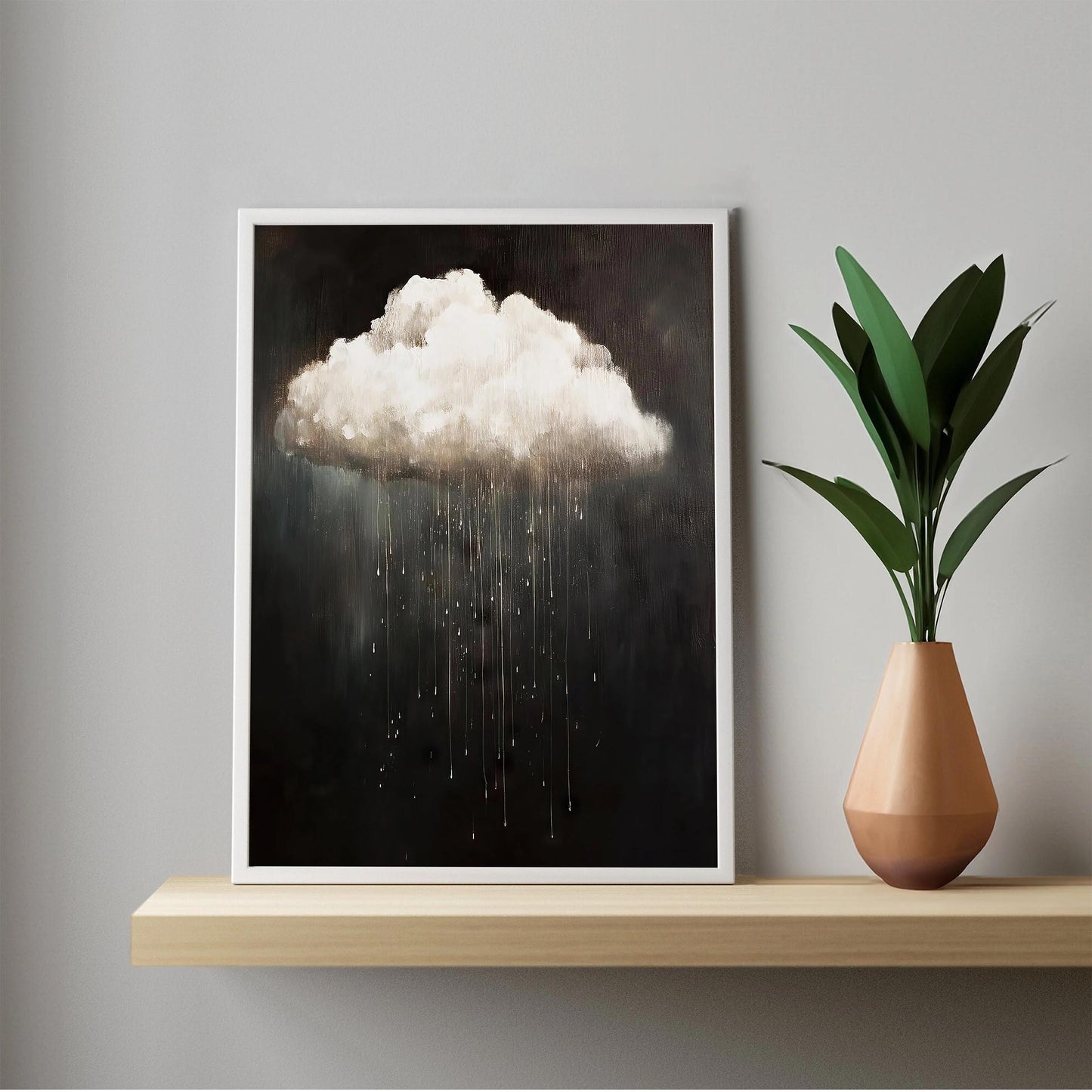 Rain Cloud Oil Painting, Vintage Dark Academia Wall Art