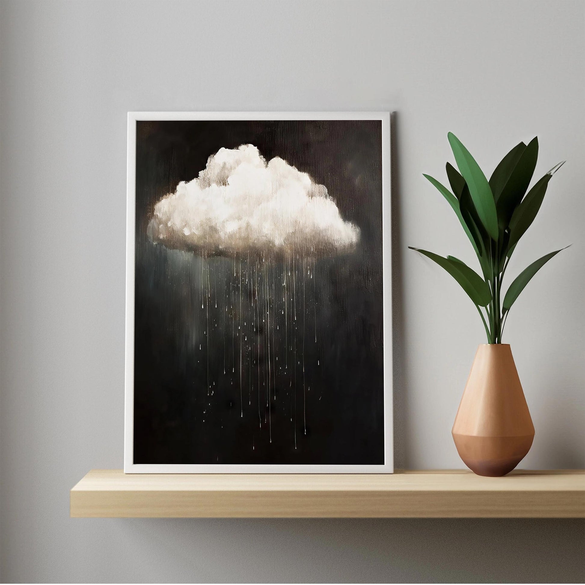 Rain Cloud Oil Painting, Vintage Dark Academia Wall Art