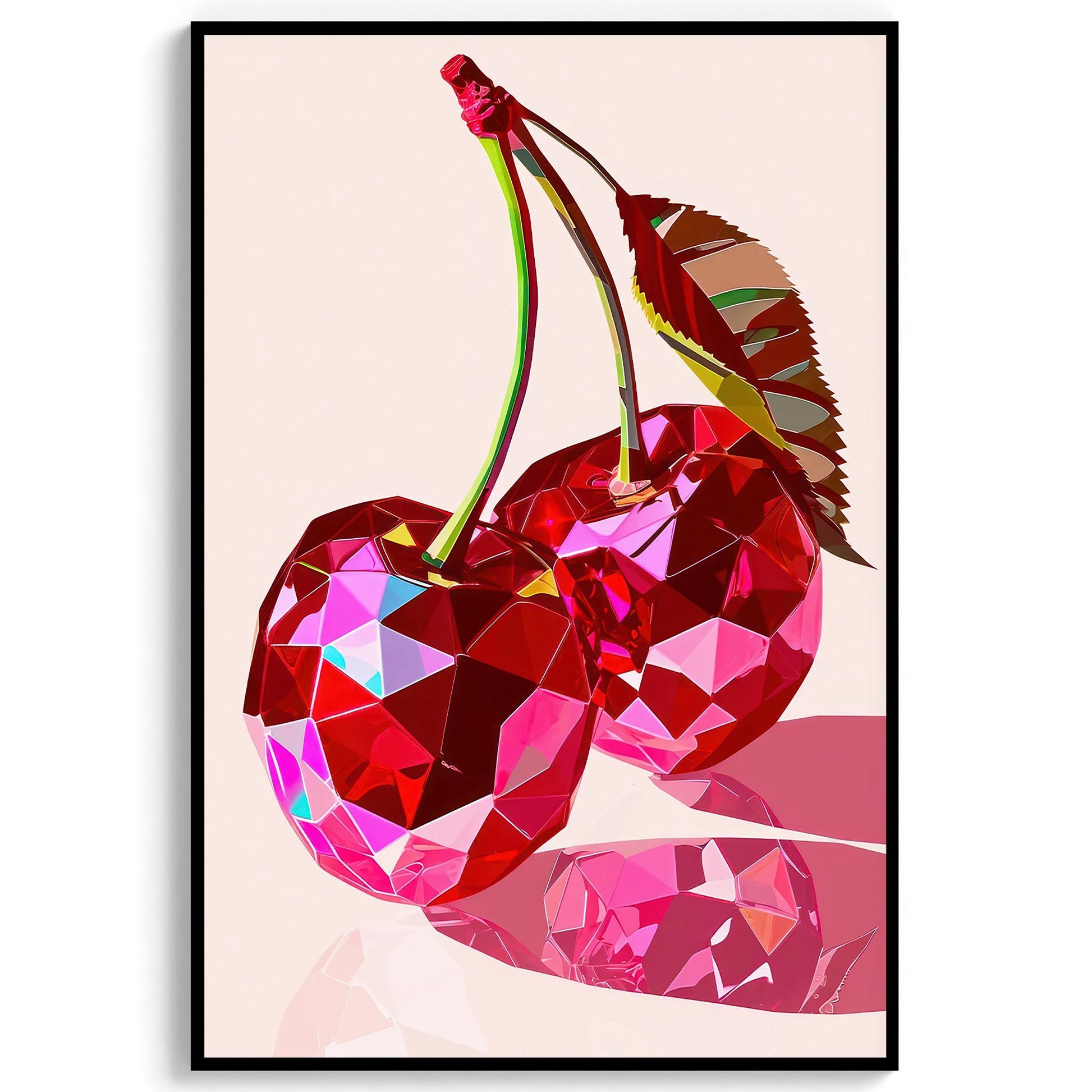 Retro Cherries Art Print, Pink Preppy Dorm Decor