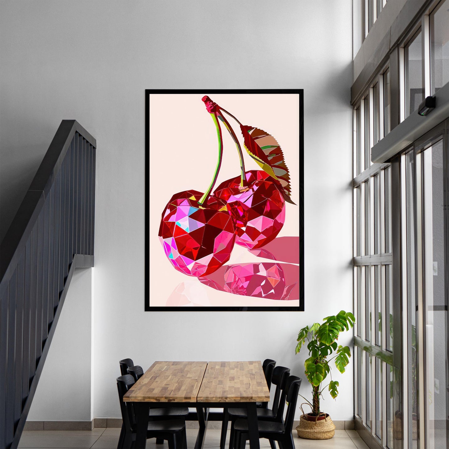 Retro Cherries Art Print, Pink Preppy Dorm Decor