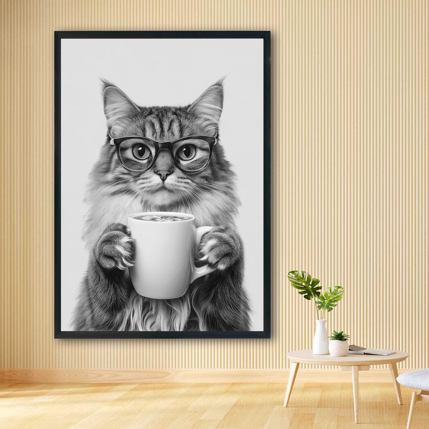Siberian Cat Coffee Print Funny Kitty Poster, Kitchen Decor