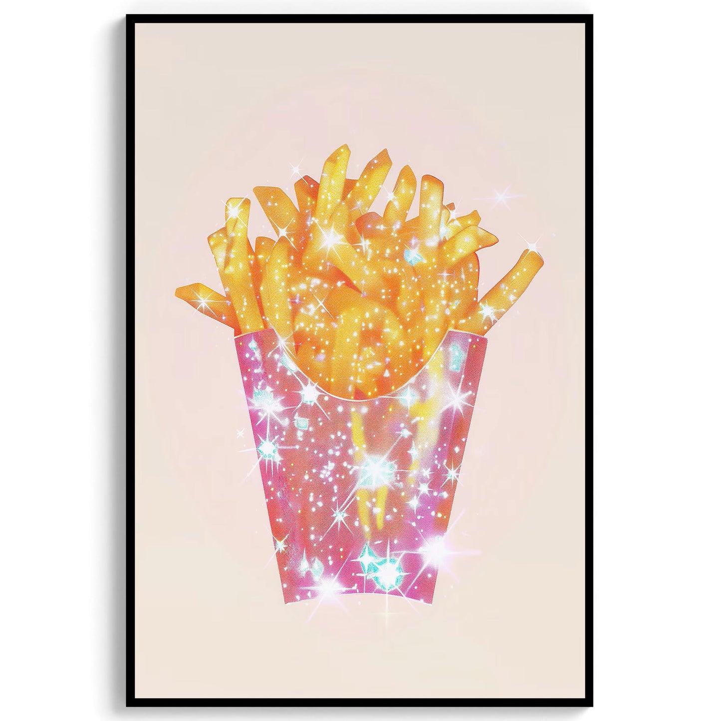 Sparkle French Fries Art Print, Trendy Kitchen or Dorm Decor