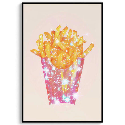 Sparkle French Fries Art Print, Trendy Kitchen or Dorm Decor