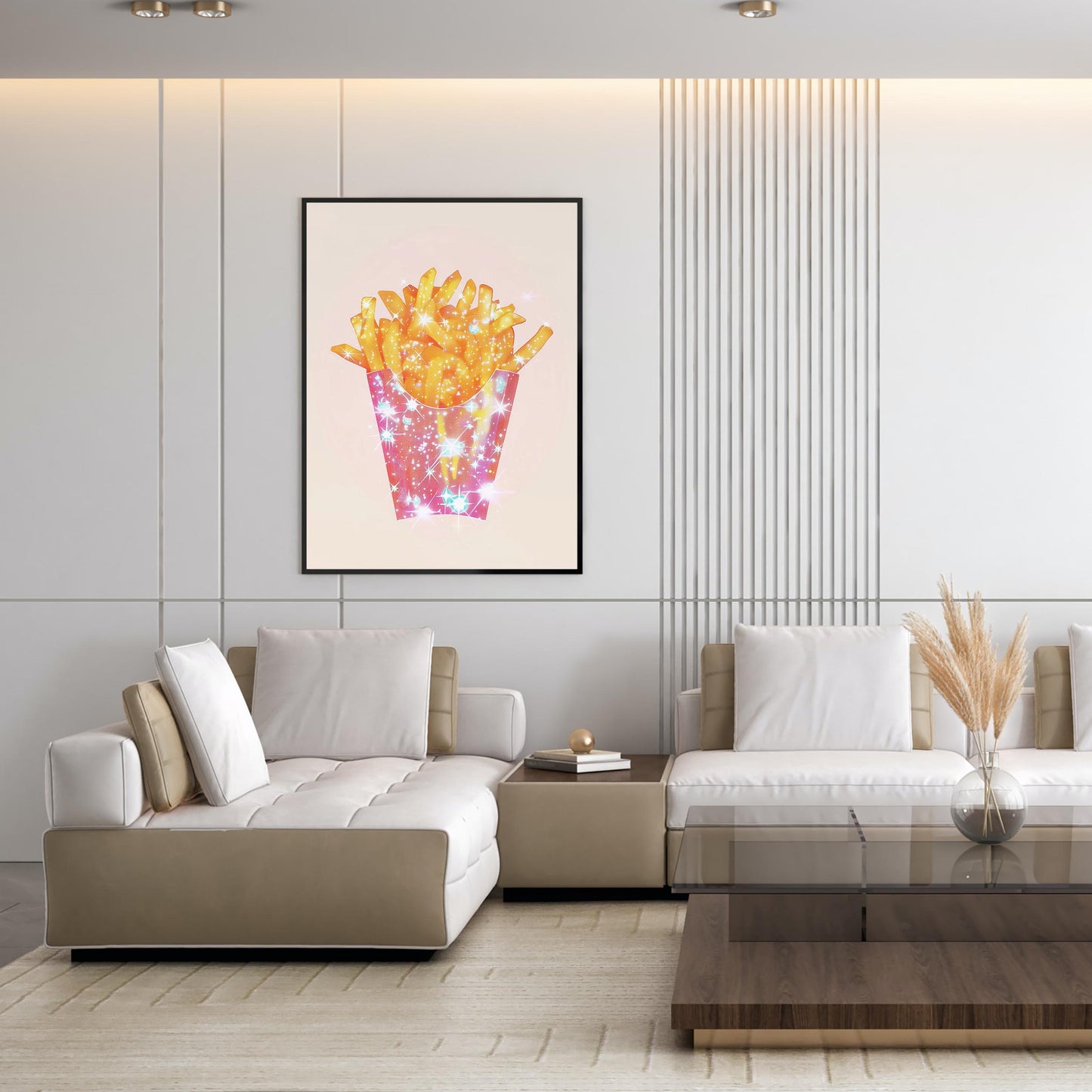 Sparkle French Fries Art Print, Trendy Kitchen or Dorm Decor
