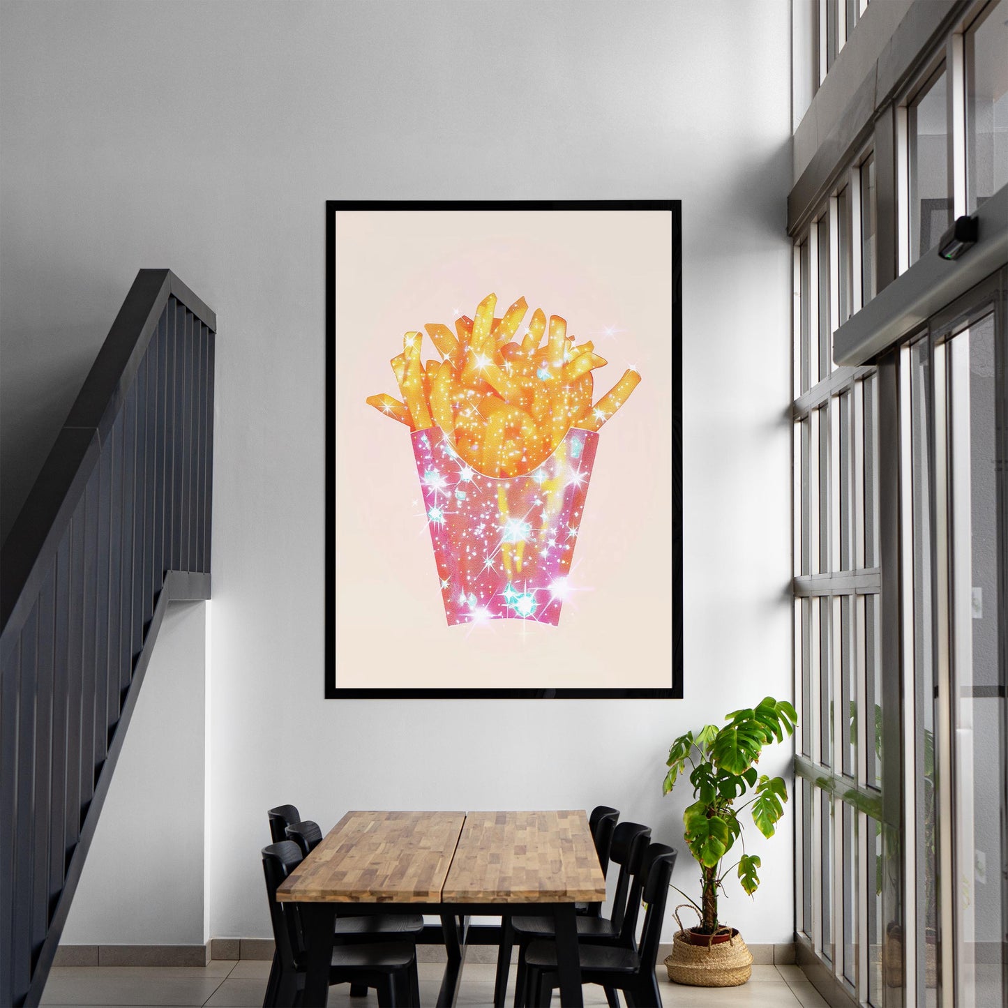 Sparkle French Fries Art Print, Trendy Kitchen or Dorm Decor