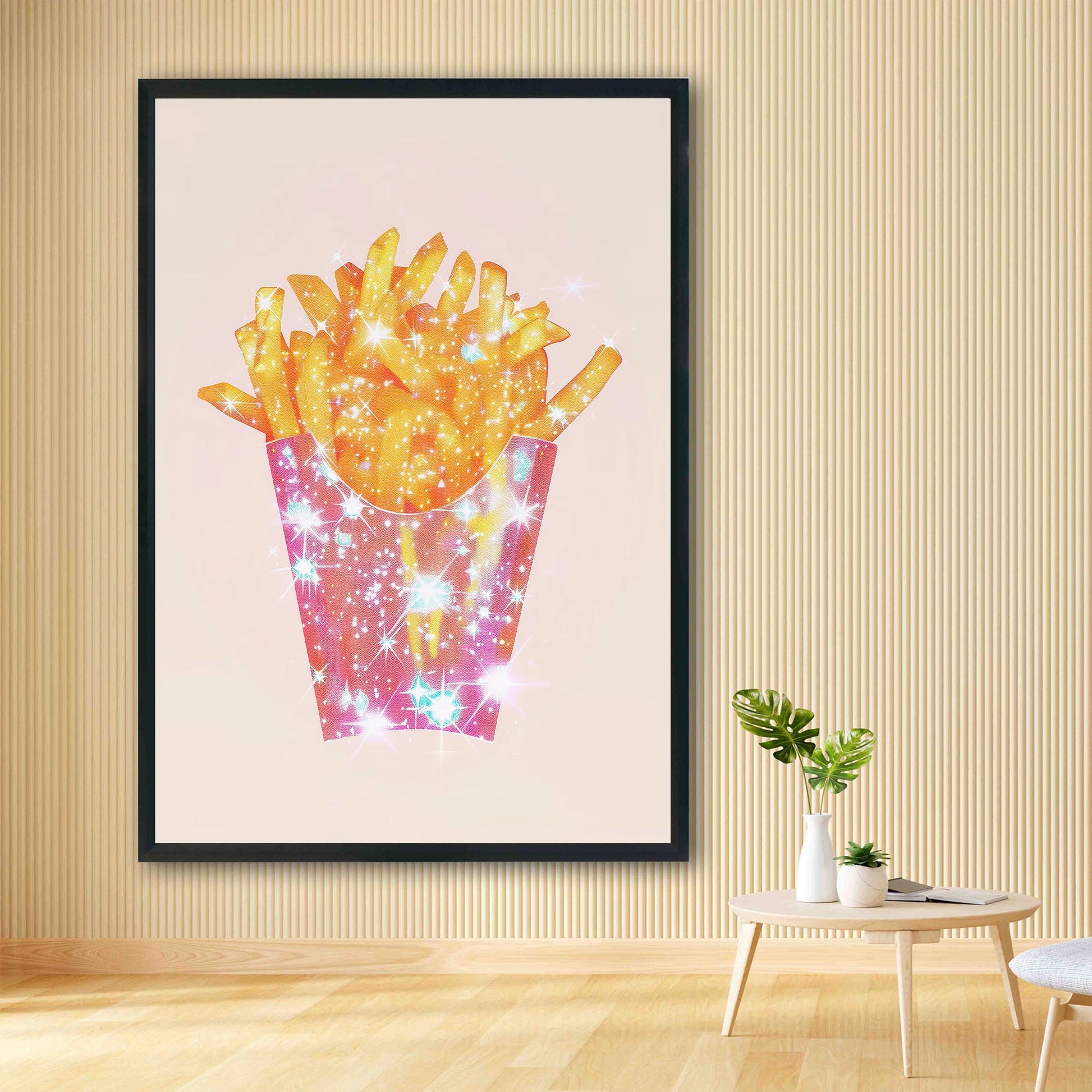 Sparkle French Fries Art Print, Trendy Kitchen or Dorm Decor