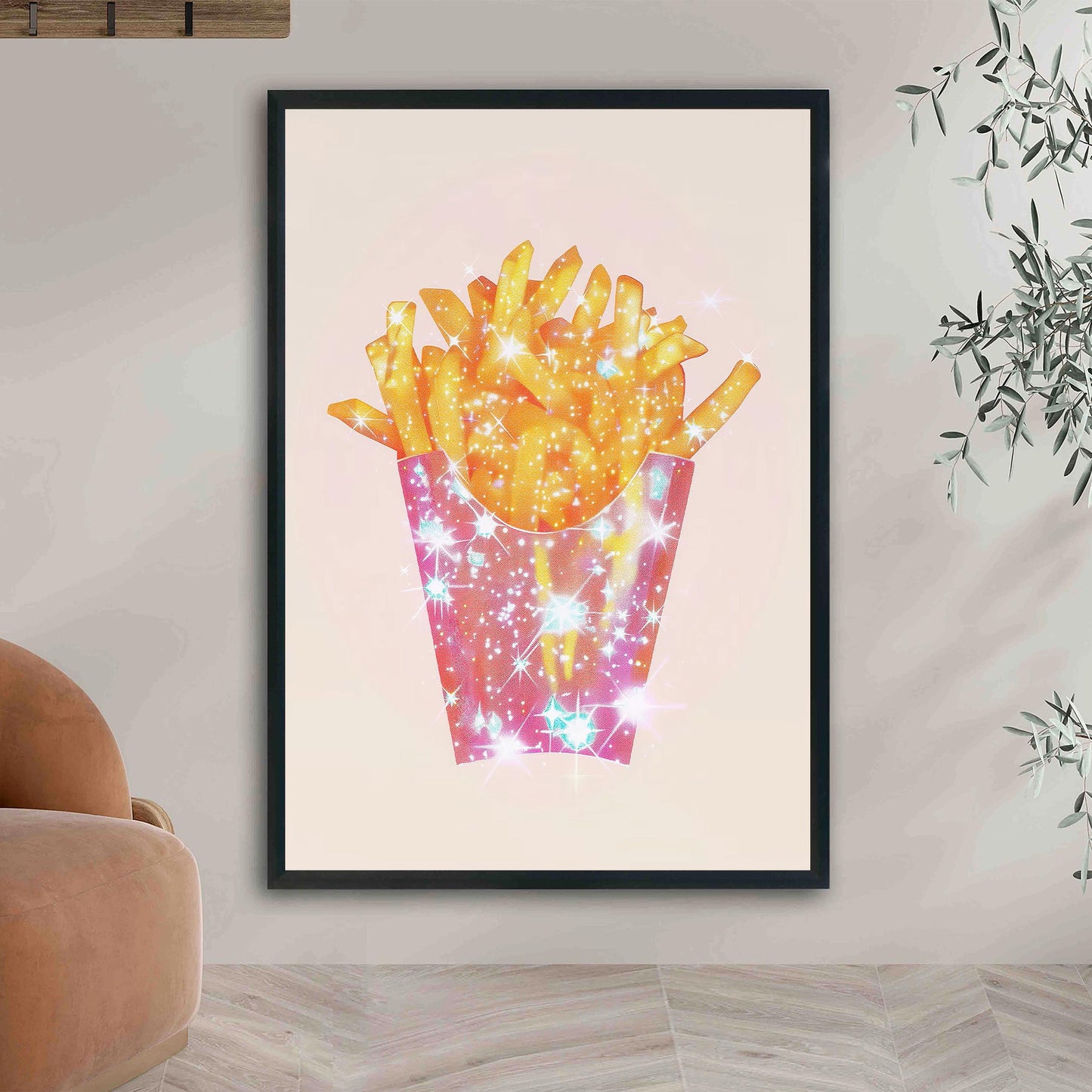 Sparkle French Fries Art Print, Trendy Kitchen or Dorm Decor