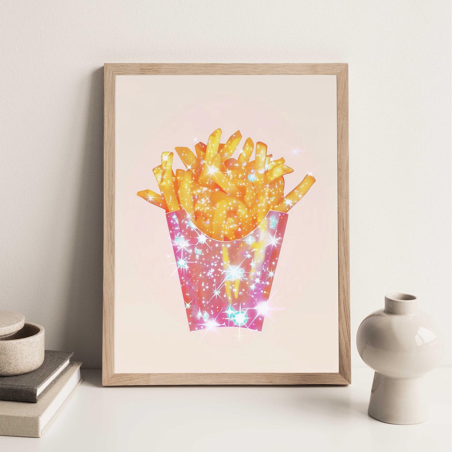 Sparkle French Fries Art Print, Trendy Kitchen or Dorm Decor