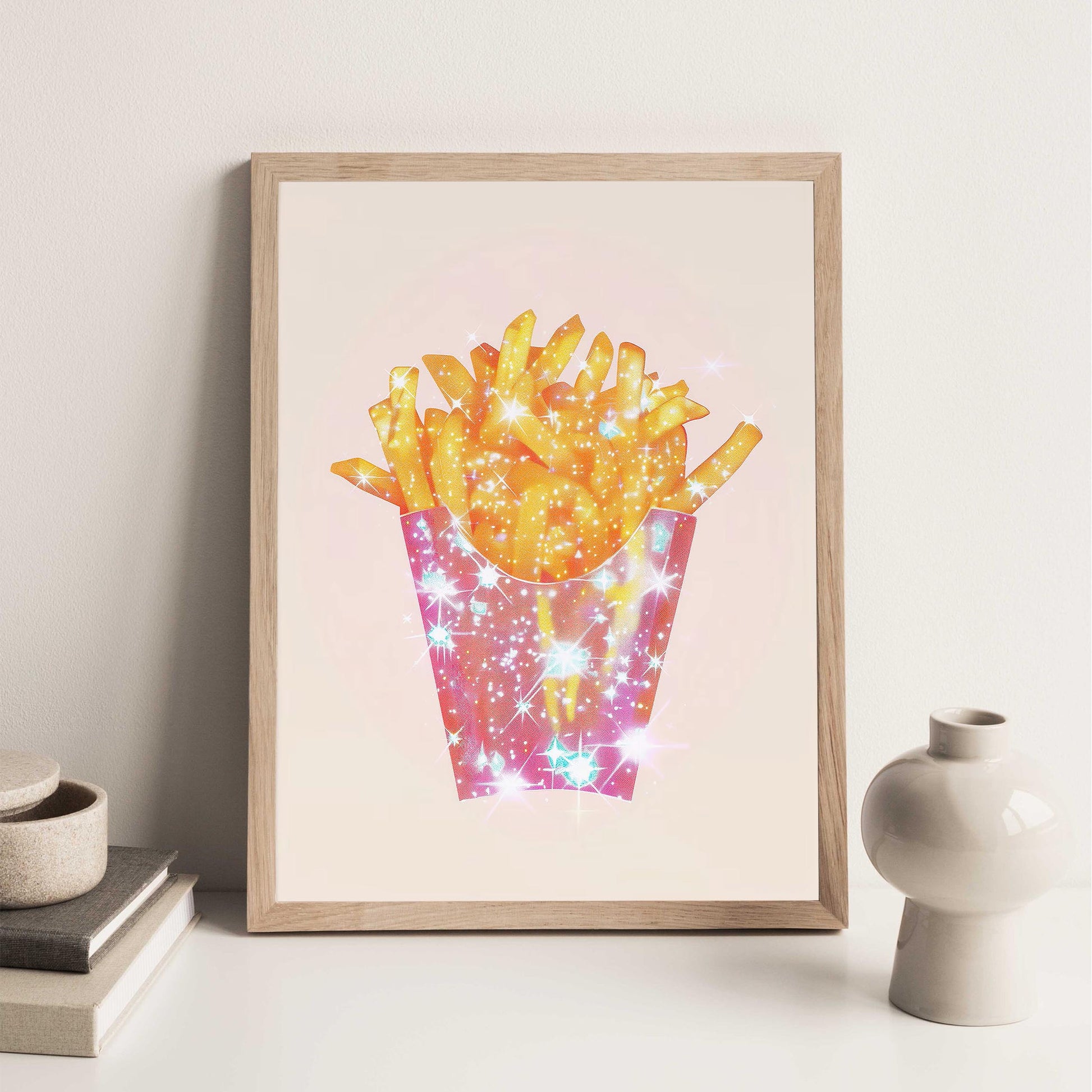 Sparkle French Fries Art Print, Trendy Kitchen or Dorm Decor