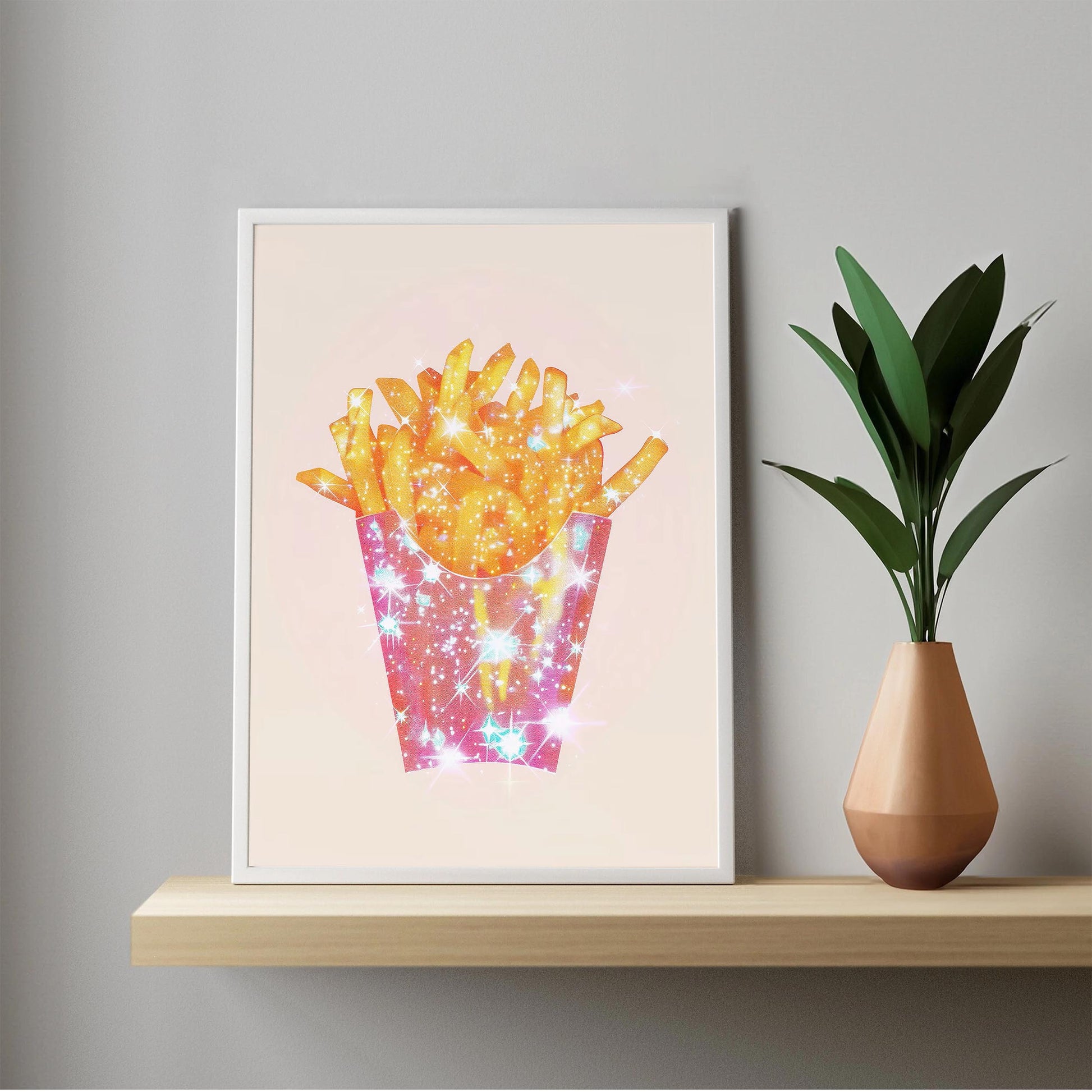 Sparkle French Fries Art Print, Trendy Kitchen or Dorm Decor