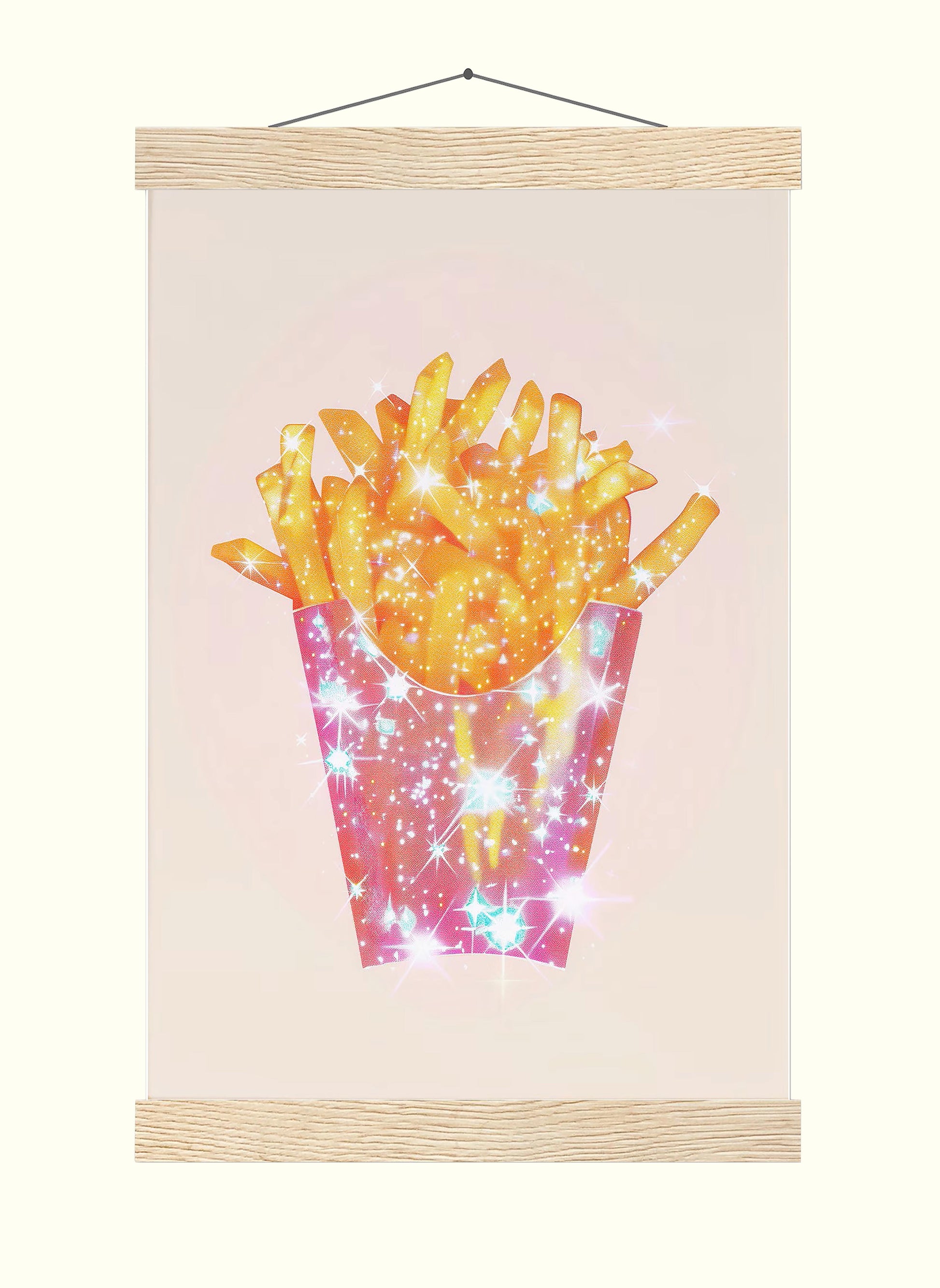 Sparkle French Fries Art Print, Trendy Kitchen or Dorm Decor