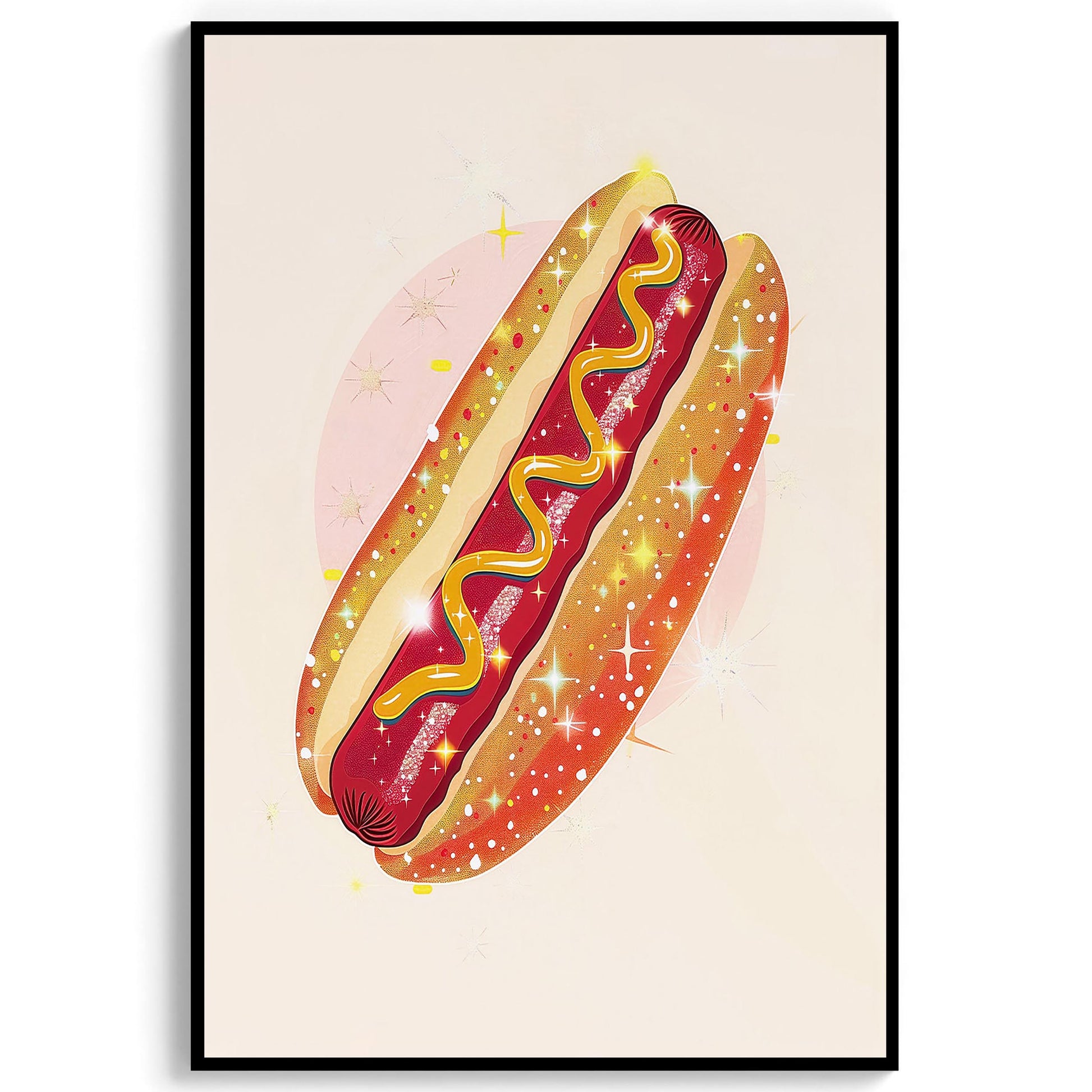 Sparkle Hot Dog Art Print, Trendy Kitchen Wall Decor