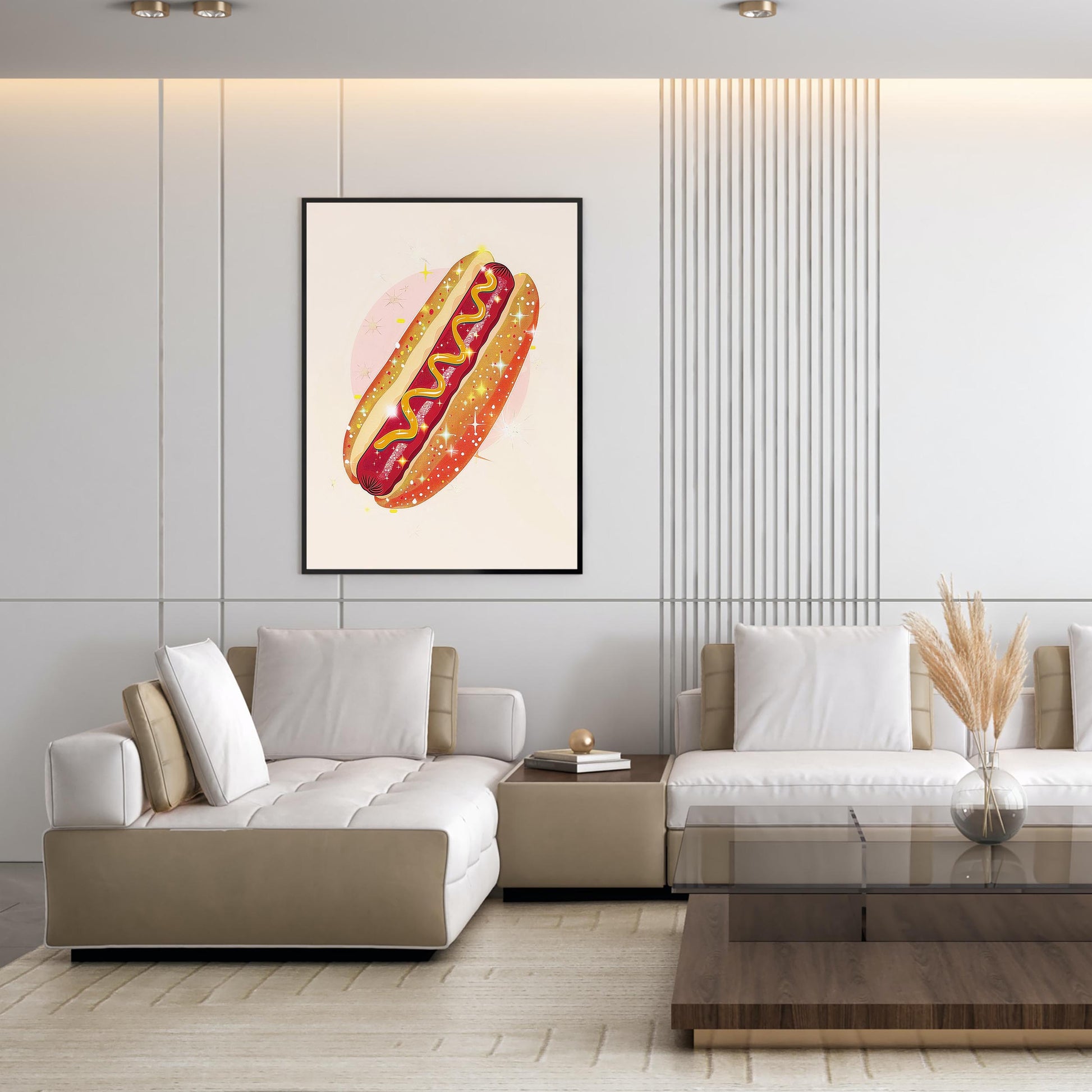 Sparkle Hot Dog Art Print, Trendy Kitchen Wall Decor